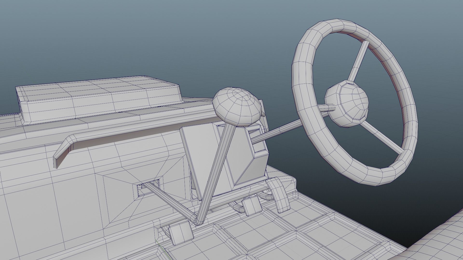 Roofless sparsely-rusty tug Low-poly 3D model_17