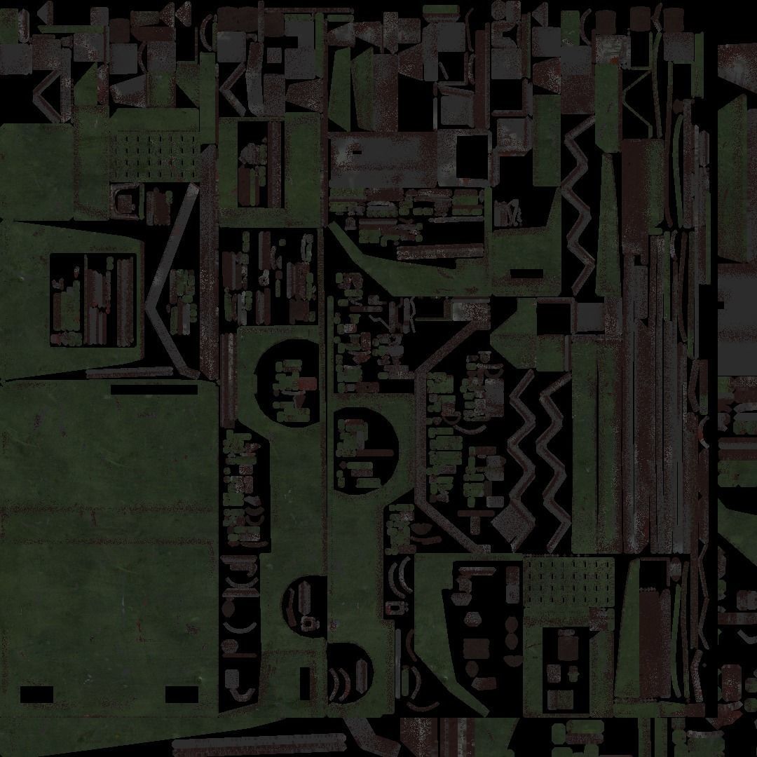 Roofless sparsely-rusty tug Low-poly 3D model_13