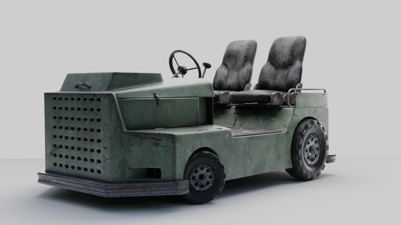 Roofless sparsely-rusty tug Low-poly 3D model_3