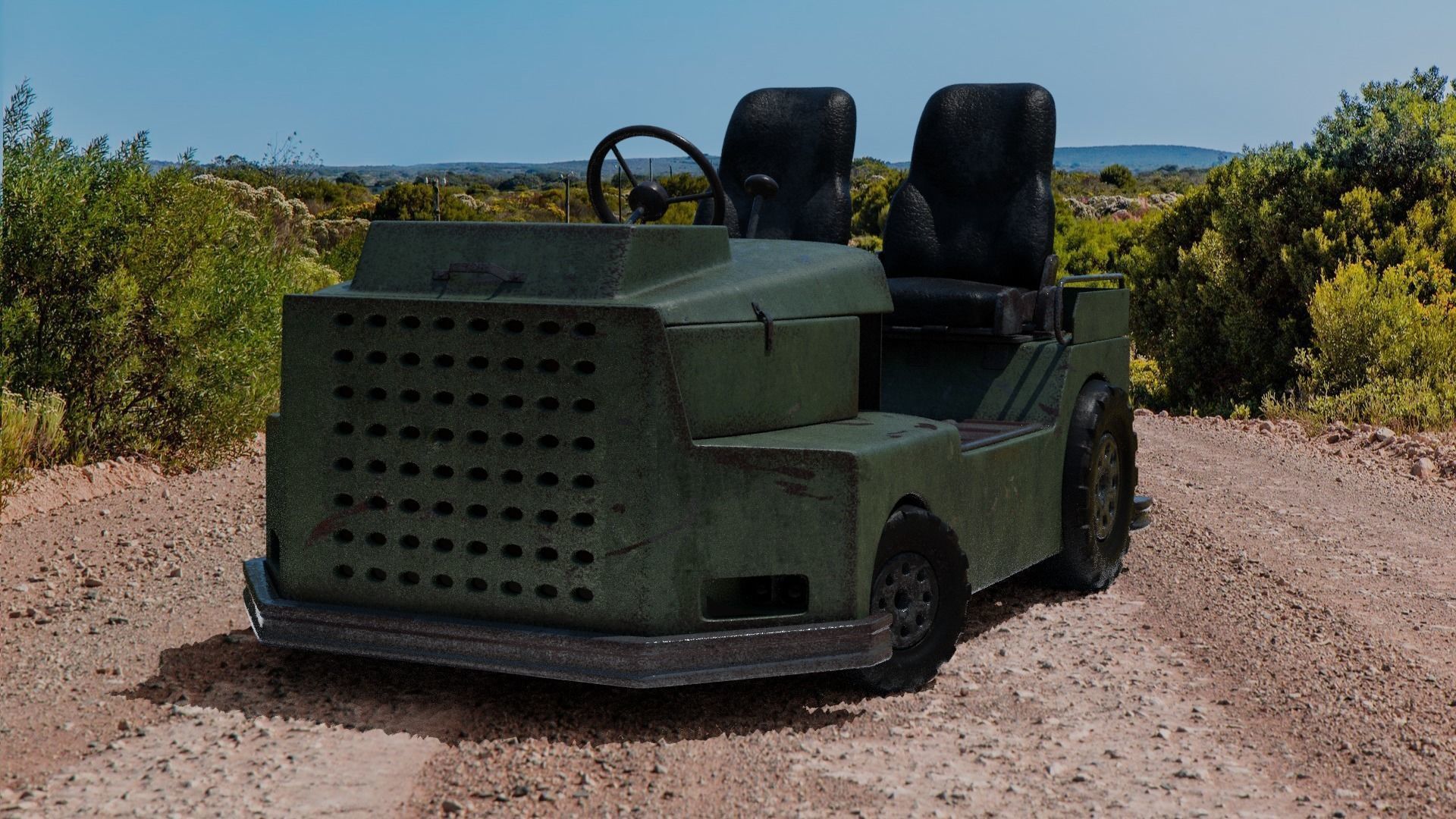 Roofless sparsely-rusty tug Low-poly 3D model_16