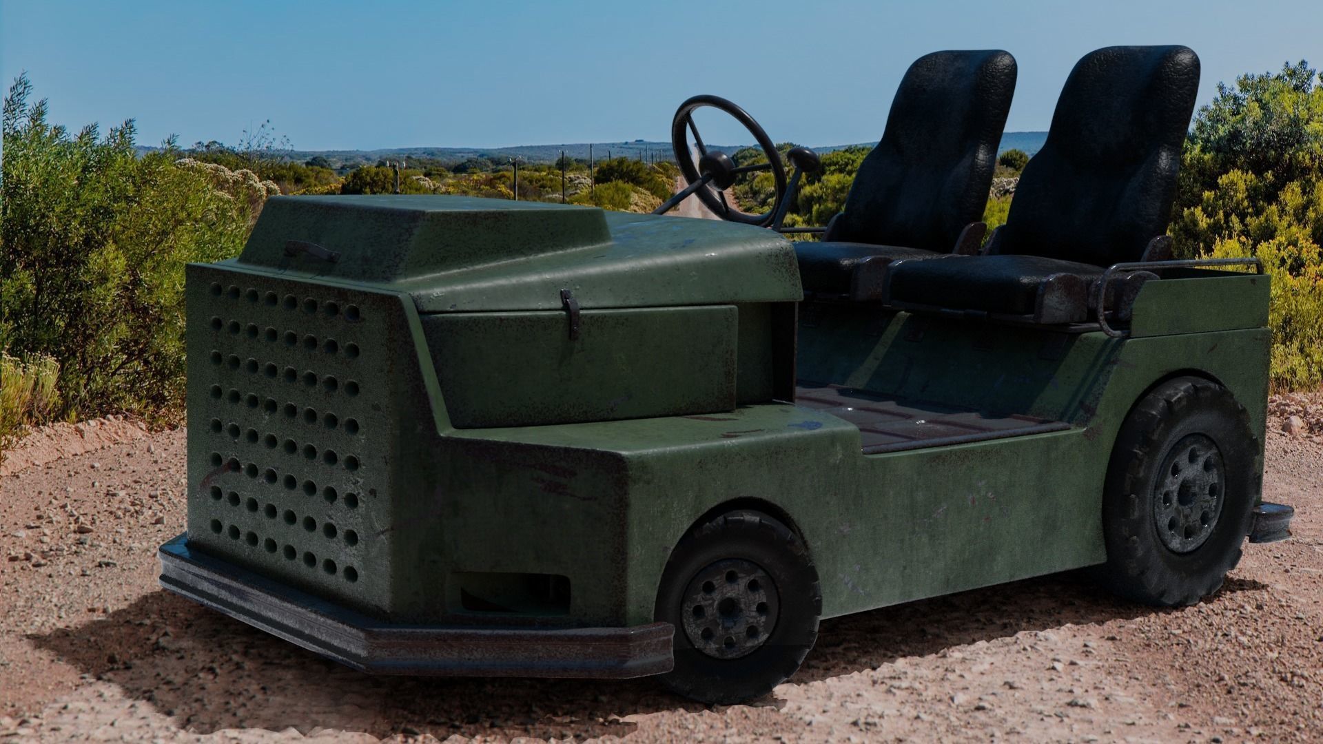 Roofless sparsely-rusty tug Low-poly 3D model_15