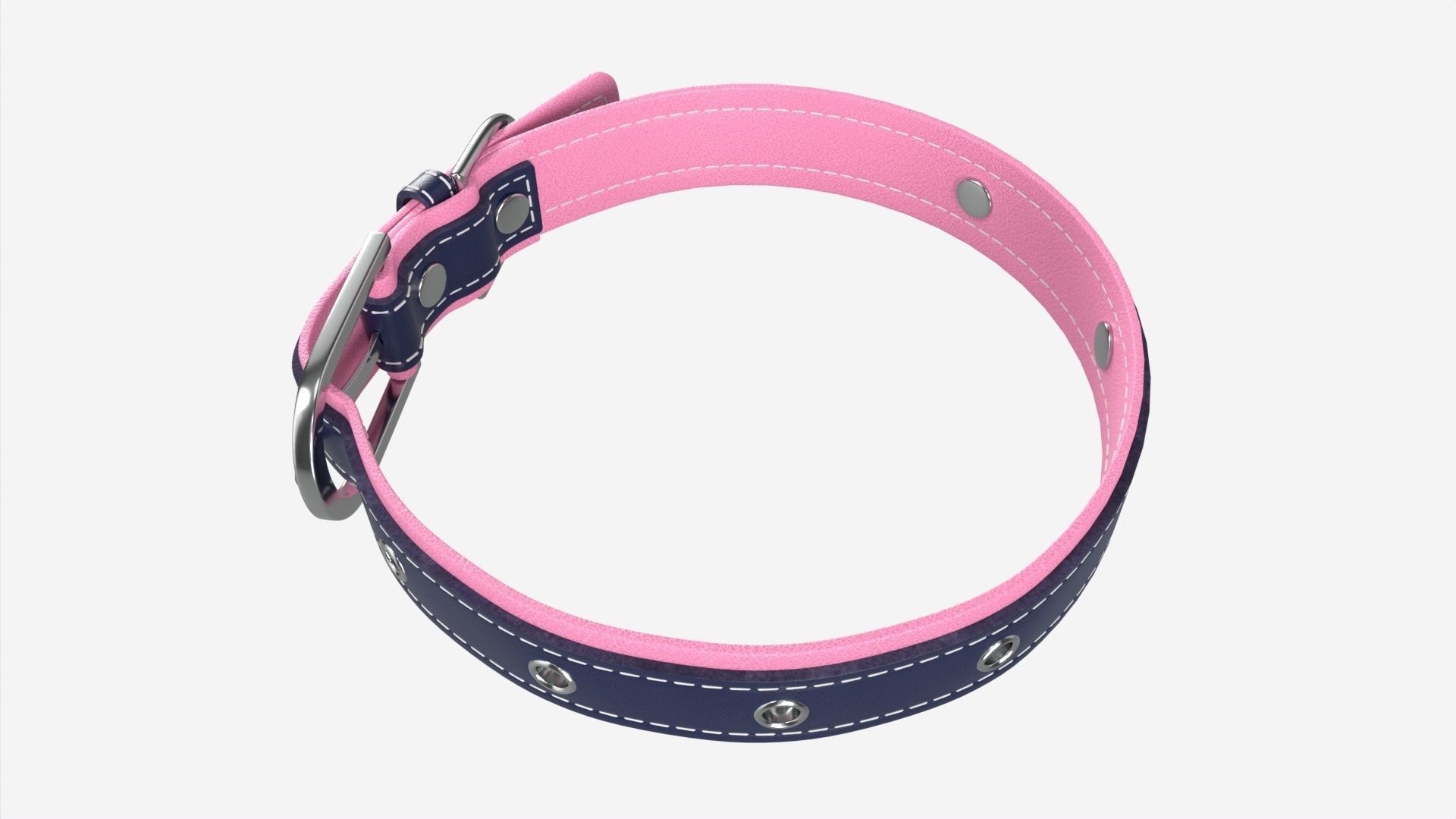 Dog Collar Leather 3D model_3