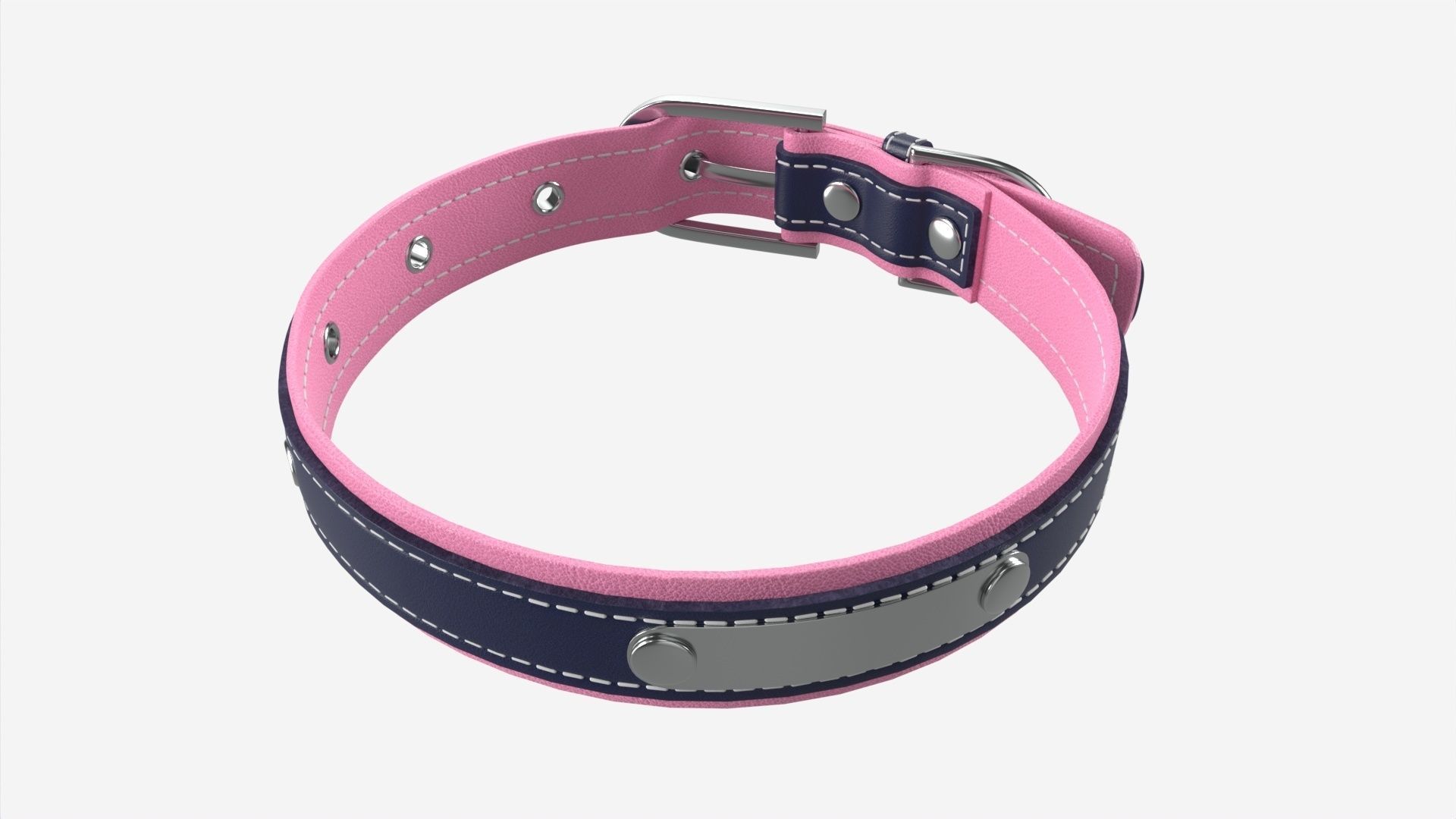 Dog Collar Leather 3D model_2