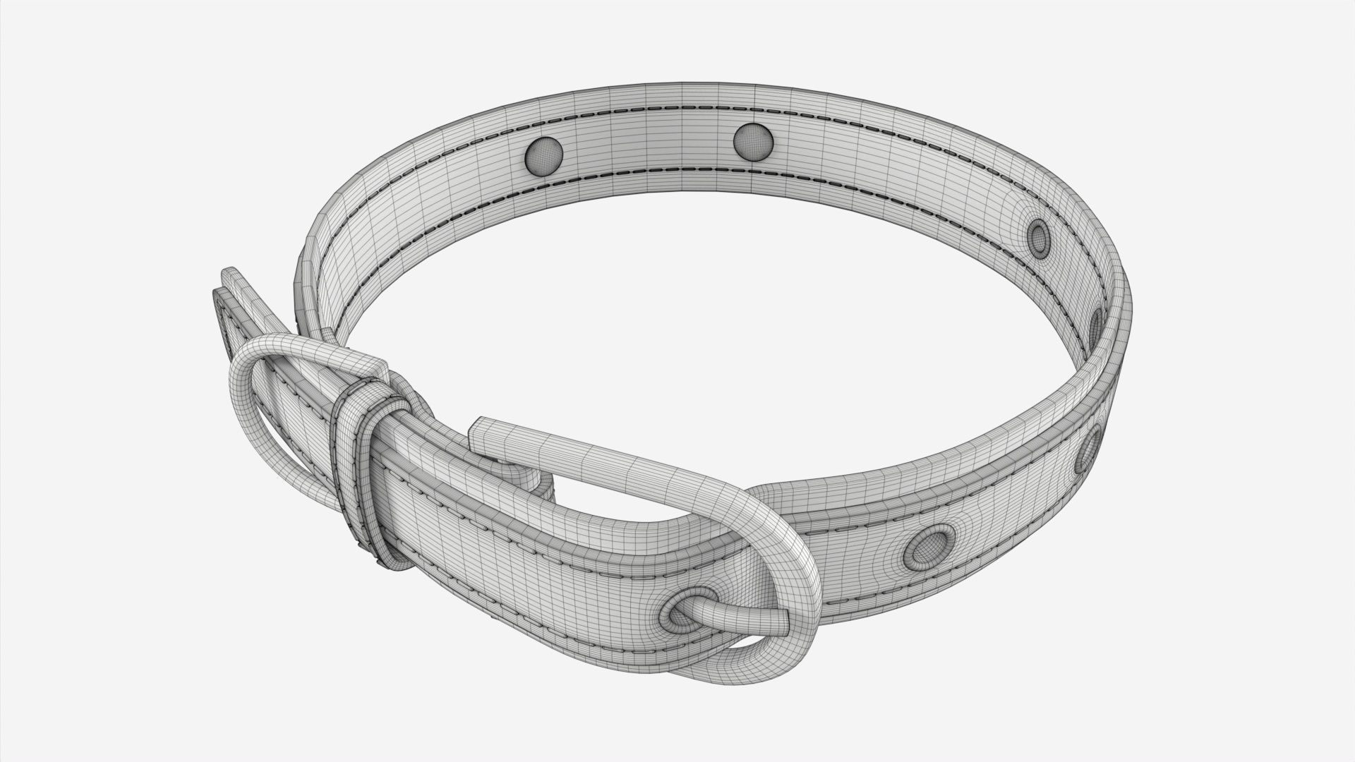 Dog Collar Leather 3D model_6