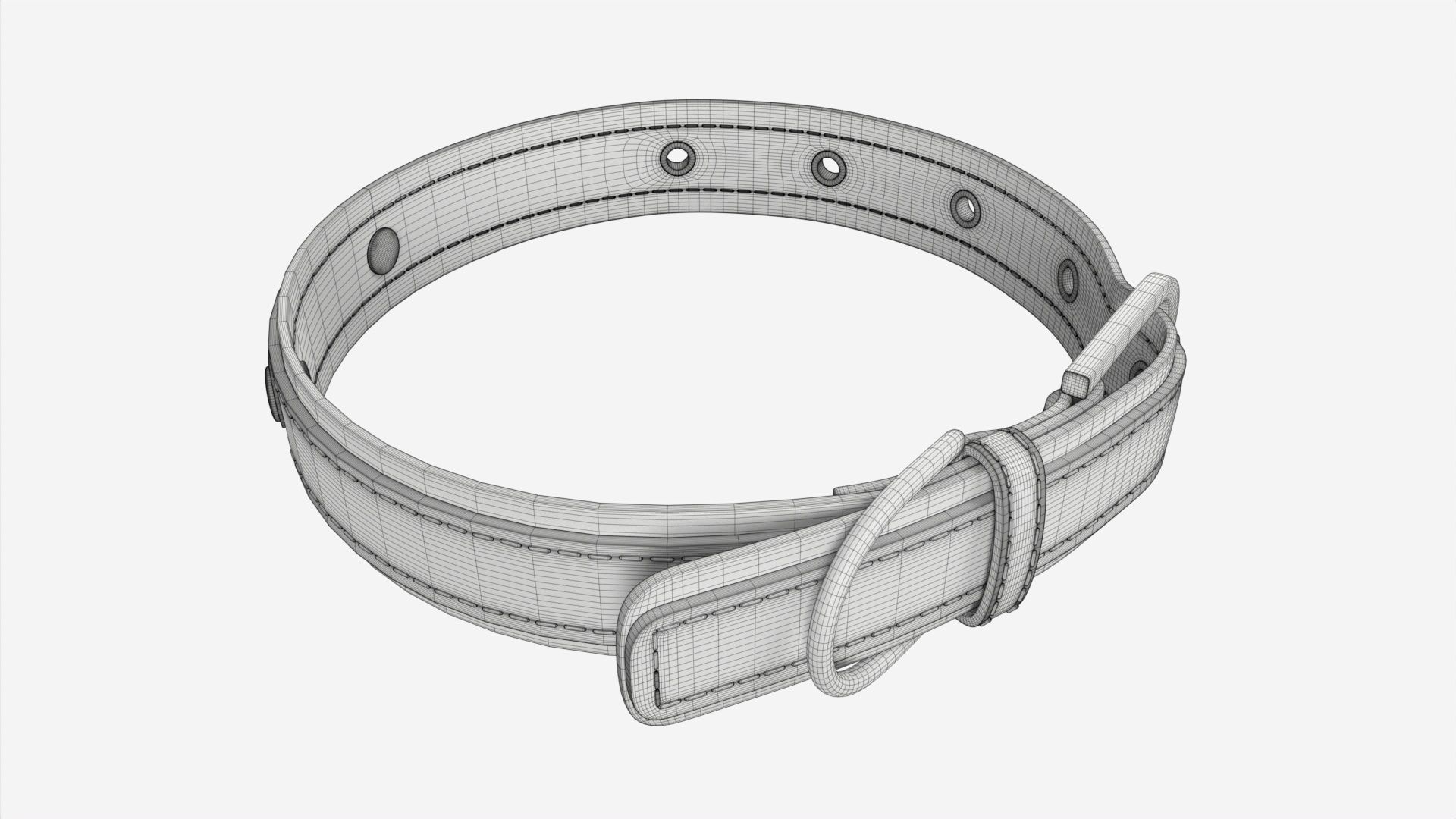 Dog Collar Leather 3D model_7