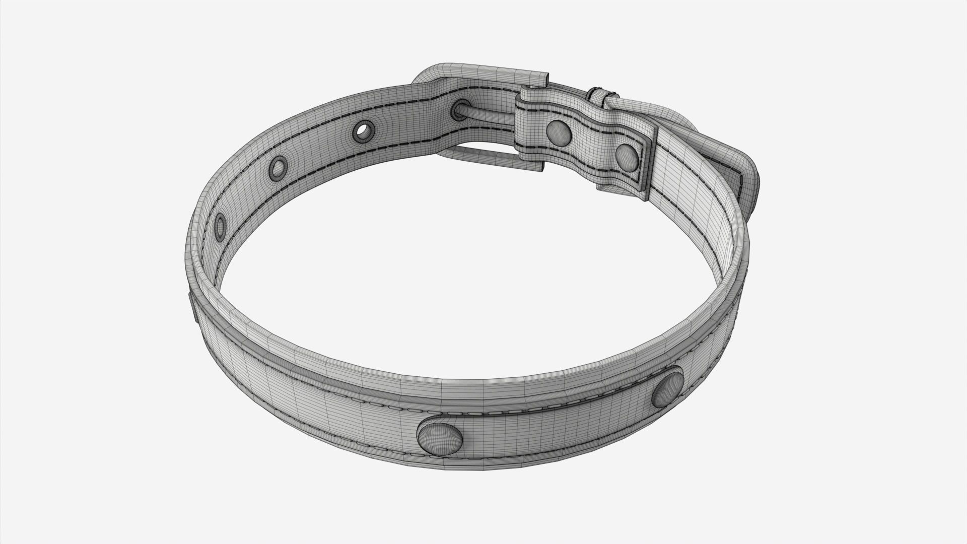 Dog Collar Leather 3D model_8