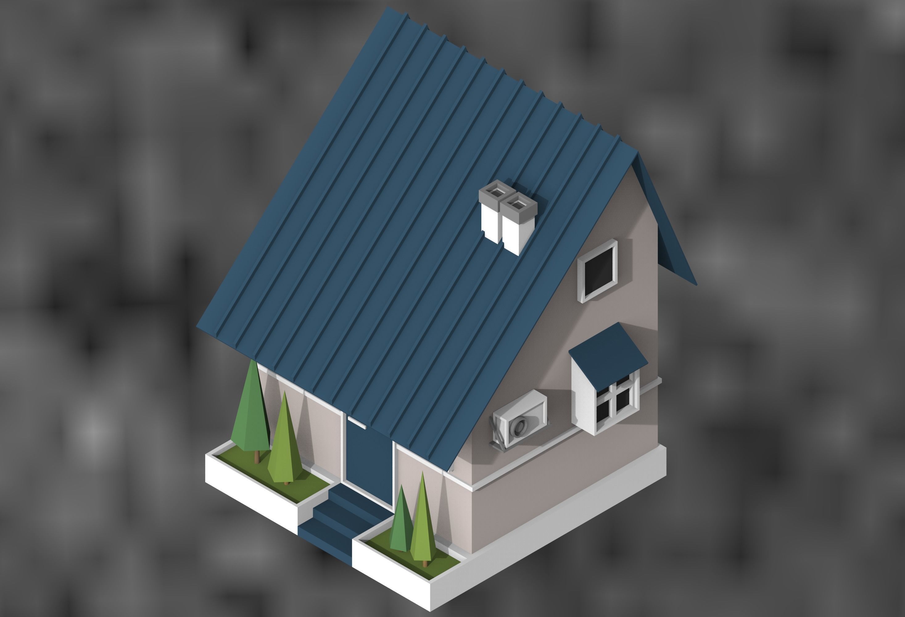 low poly city buildings Low-poly 3D model_2