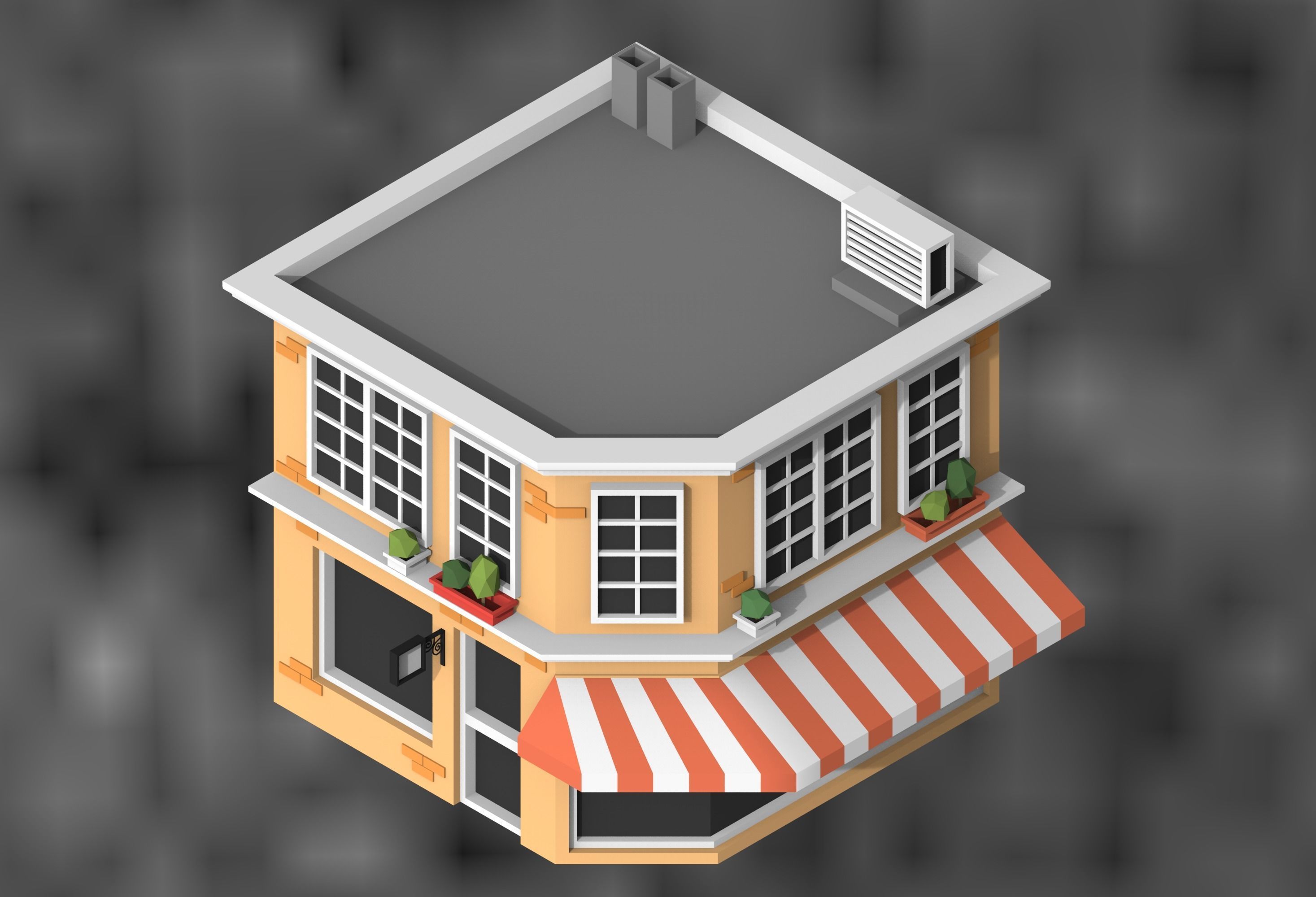 low poly city buildings Low-poly 3D model_7