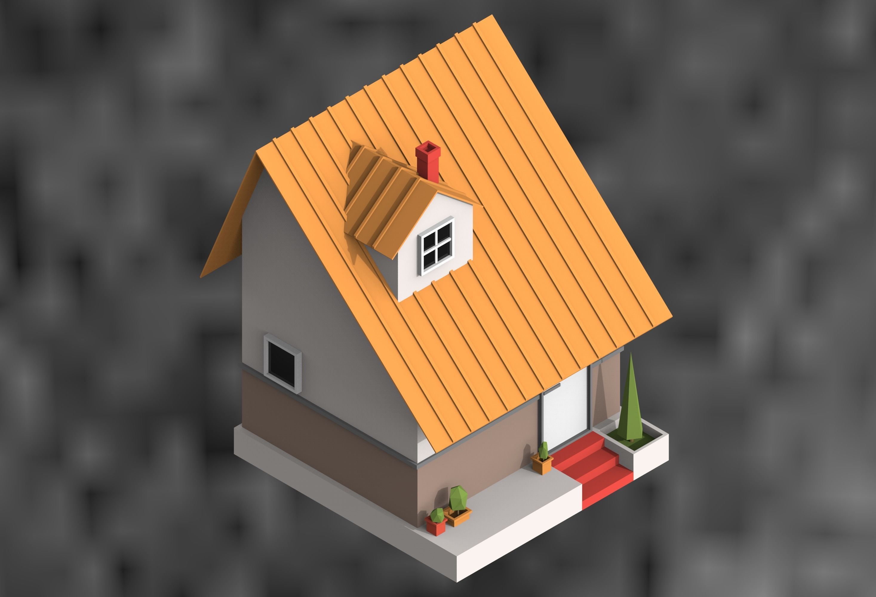 low poly city buildings Low-poly 3D model_1