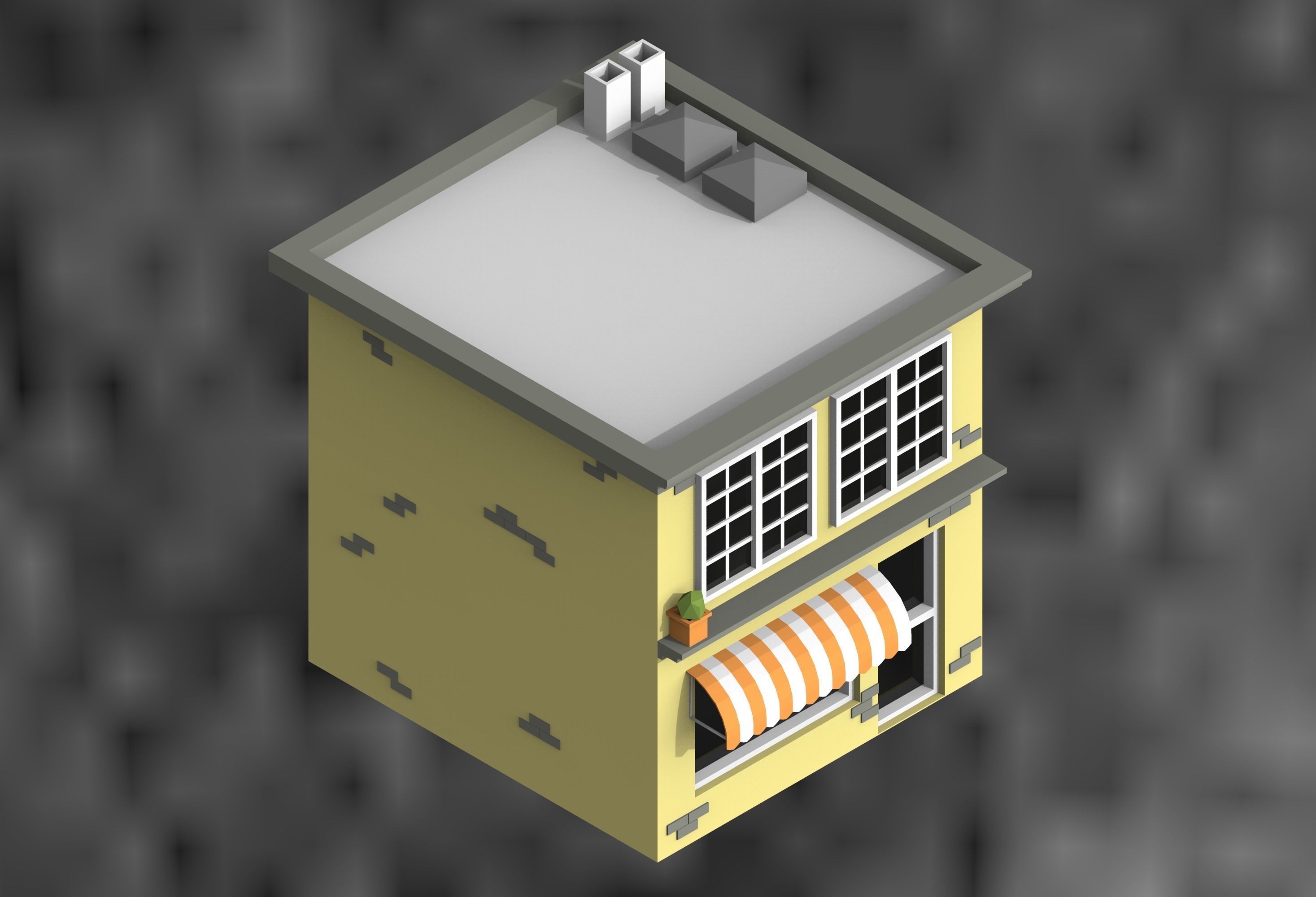 low poly city buildings Low-poly 3D model_5