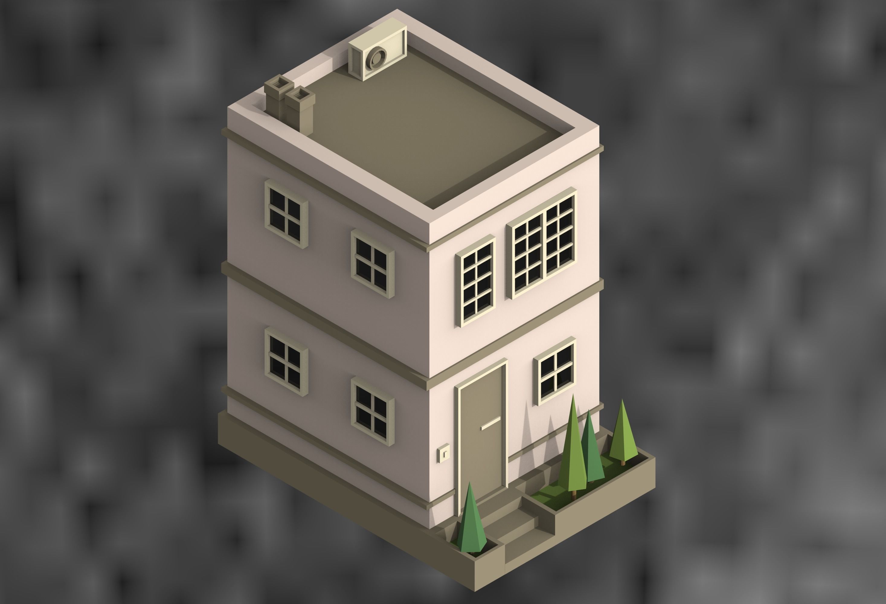 low poly city buildings Low-poly 3D model_8