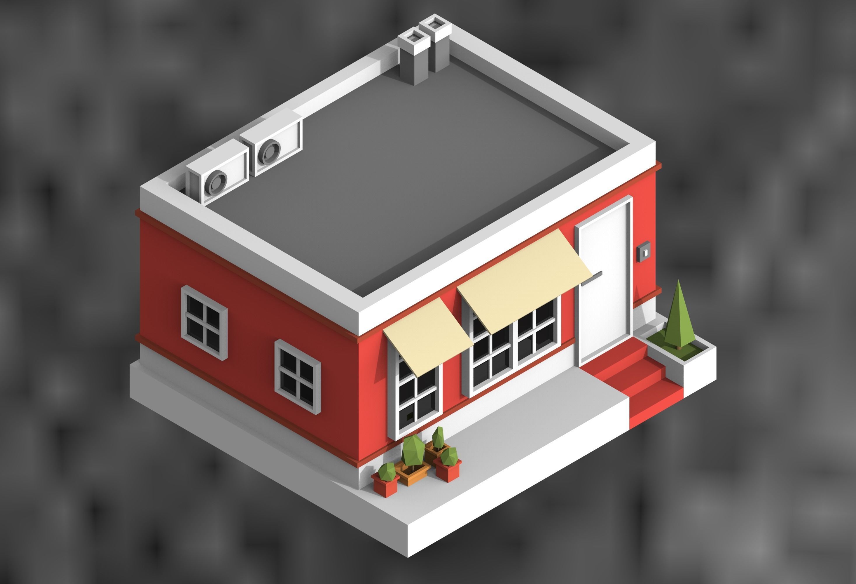 low poly city buildings Low-poly 3D model_10