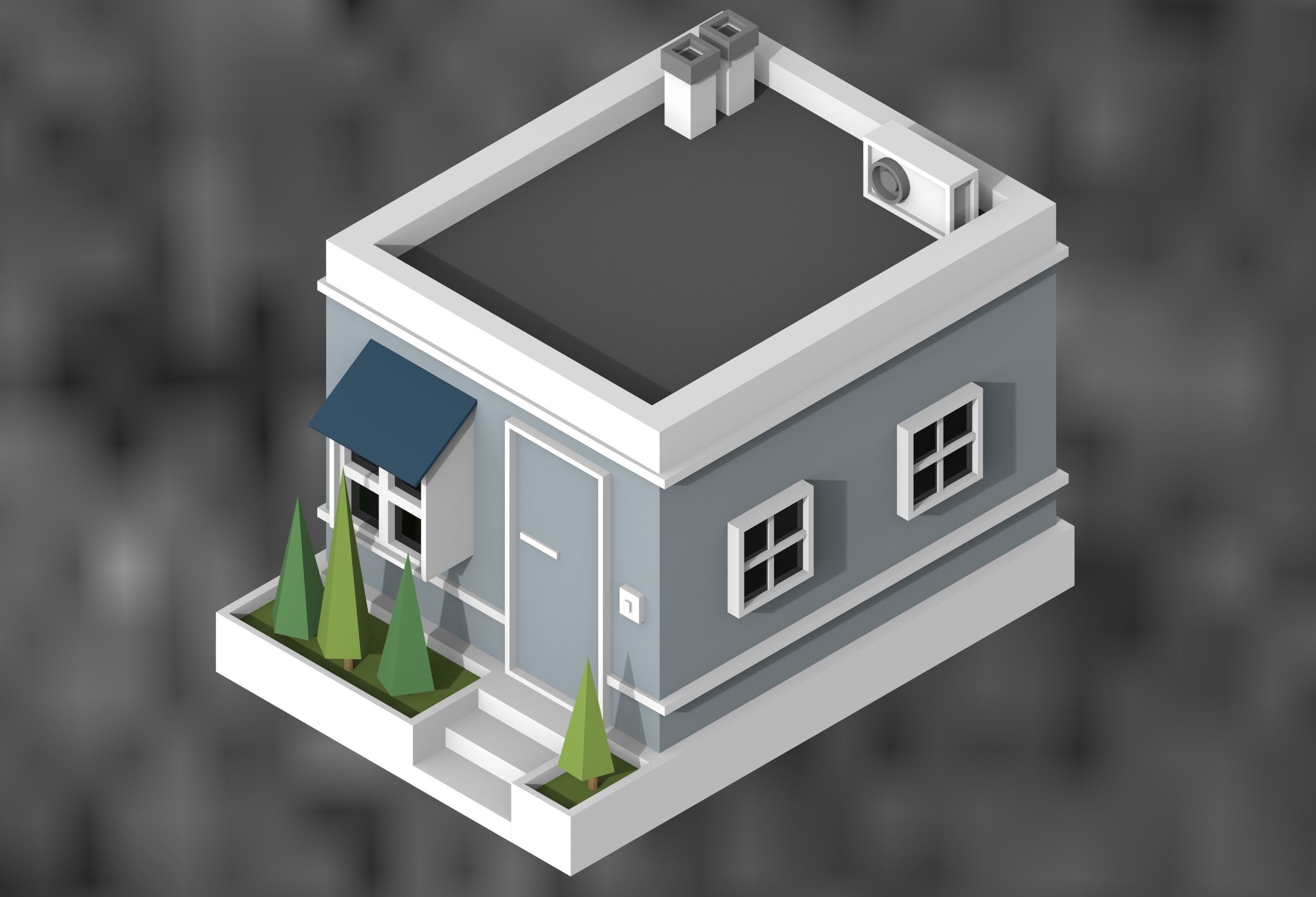 low poly city buildings Low-poly 3D model_9