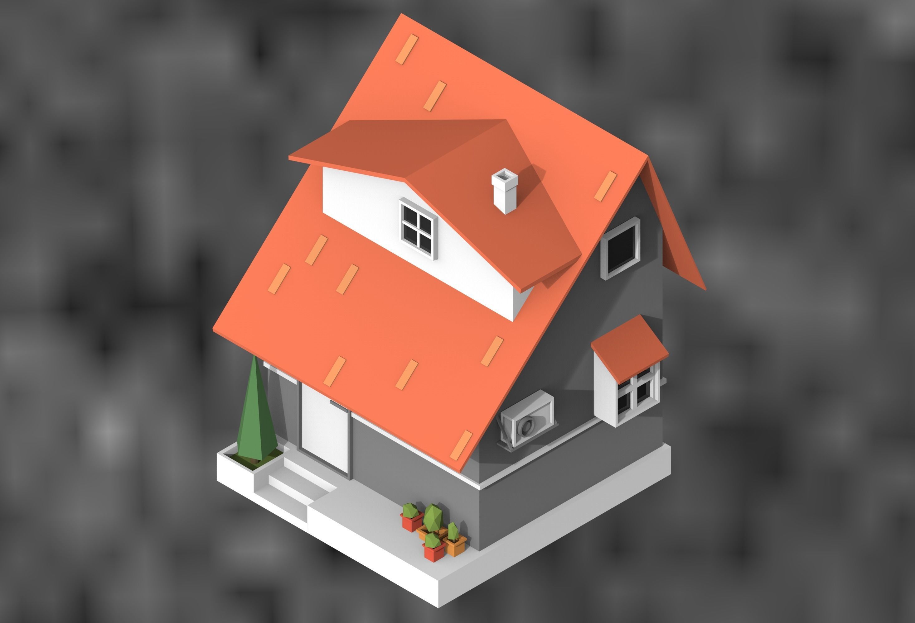 low poly city buildings Low-poly 3D model_12