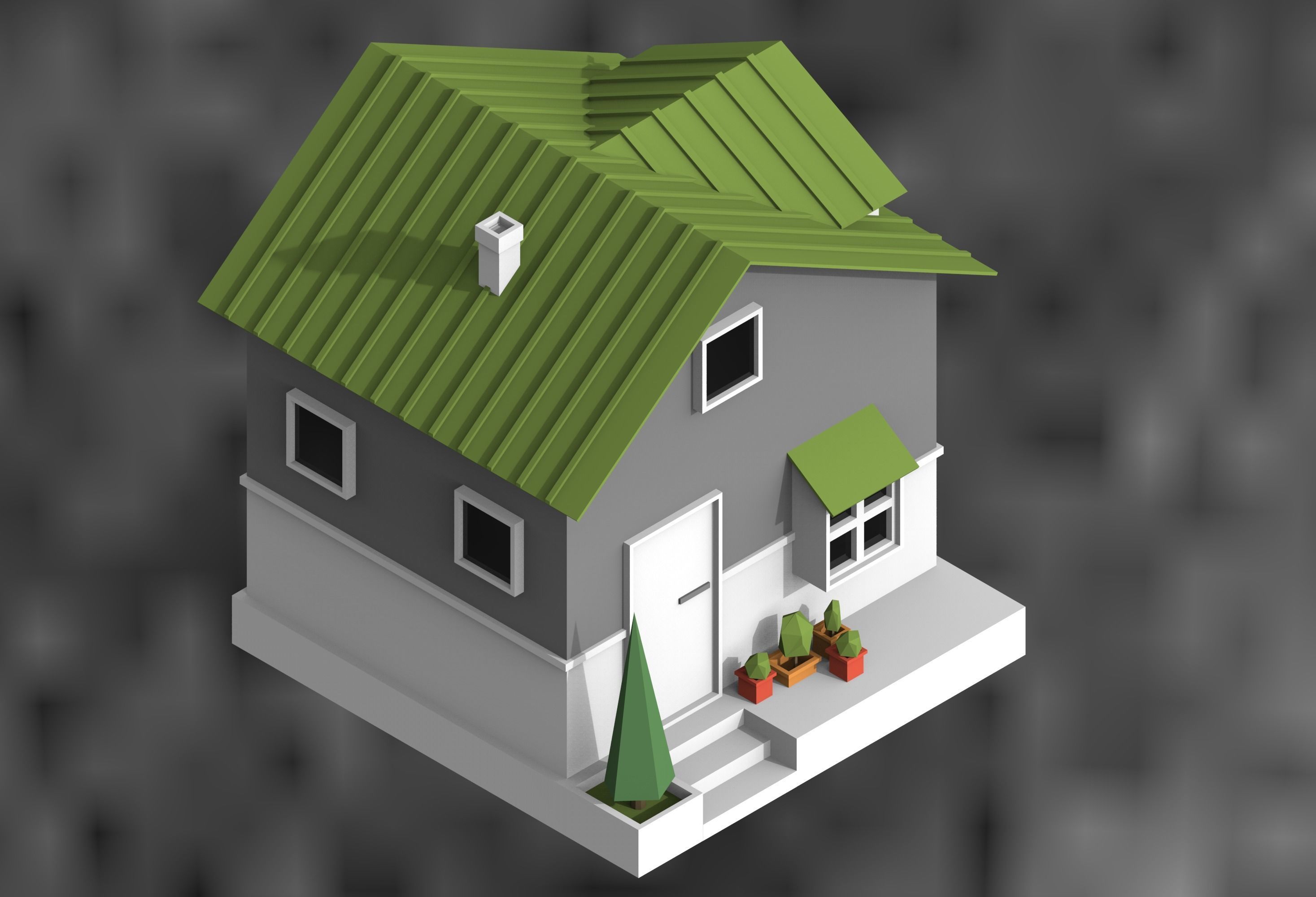 low poly city buildings Low-poly 3D model_3