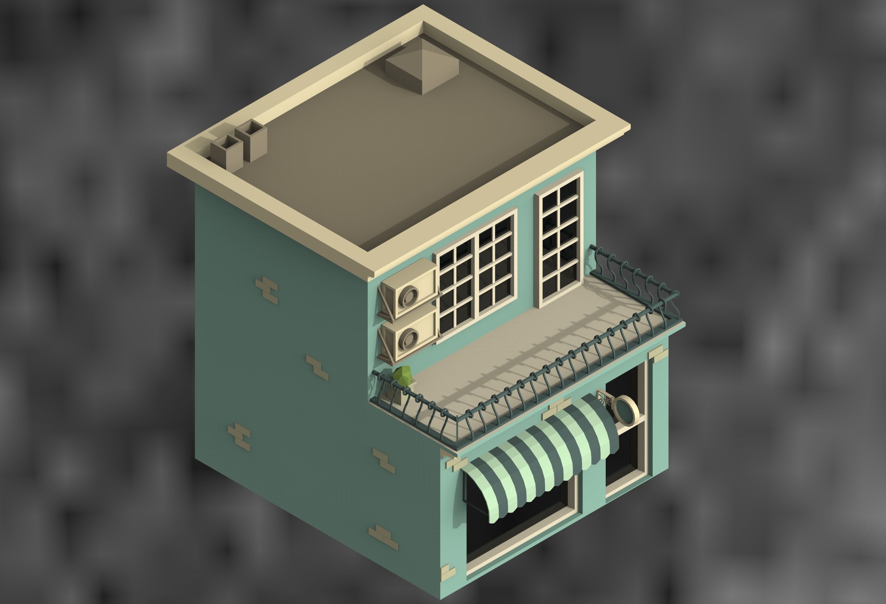 low poly city buildings Low-poly 3D model_6