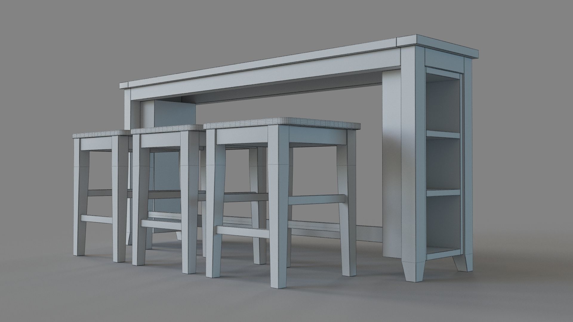 Madison County Four Piece Console Table Set With Barstools 3D model_6