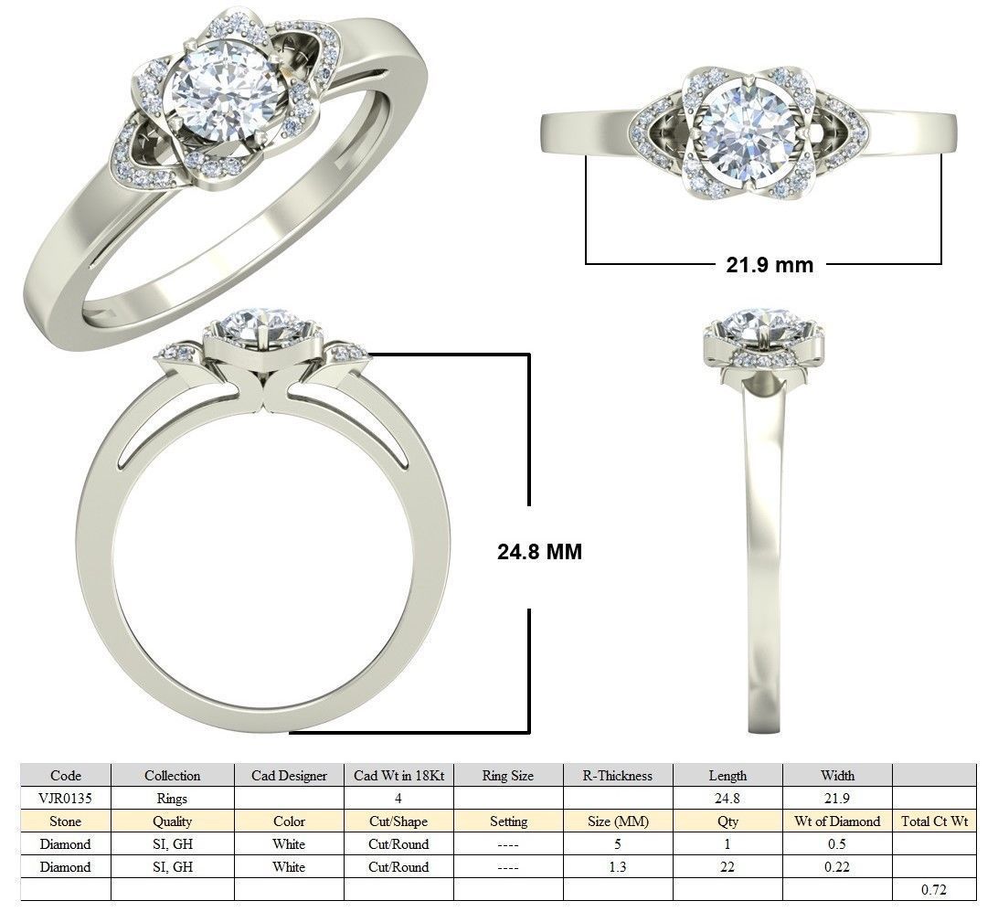 Solitaire Wedding Engagement Ring 3D print model_5