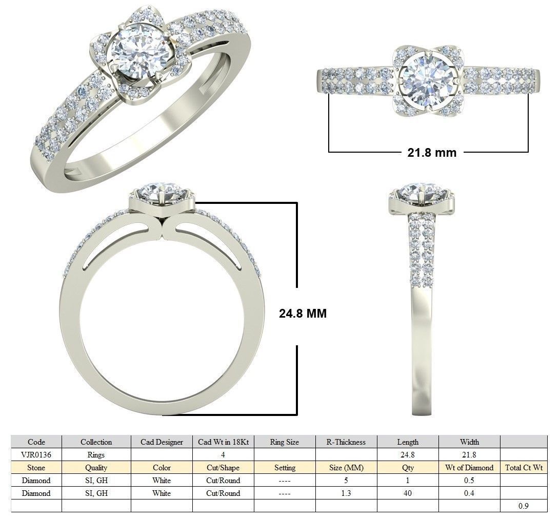 Solitaire Wedding Engagement Bridal Ring 3D print model_5