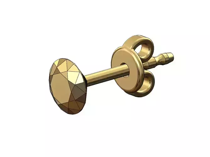 Faceted diamond shaped stud earring