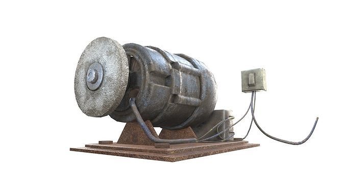 old rusty diy grindstone da1 Low-poly 3D model