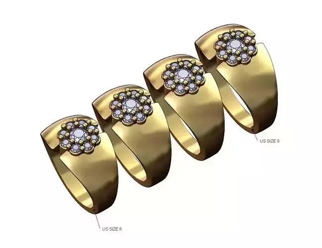 Wide split statement cluster diamond ring Us sizes 6to9