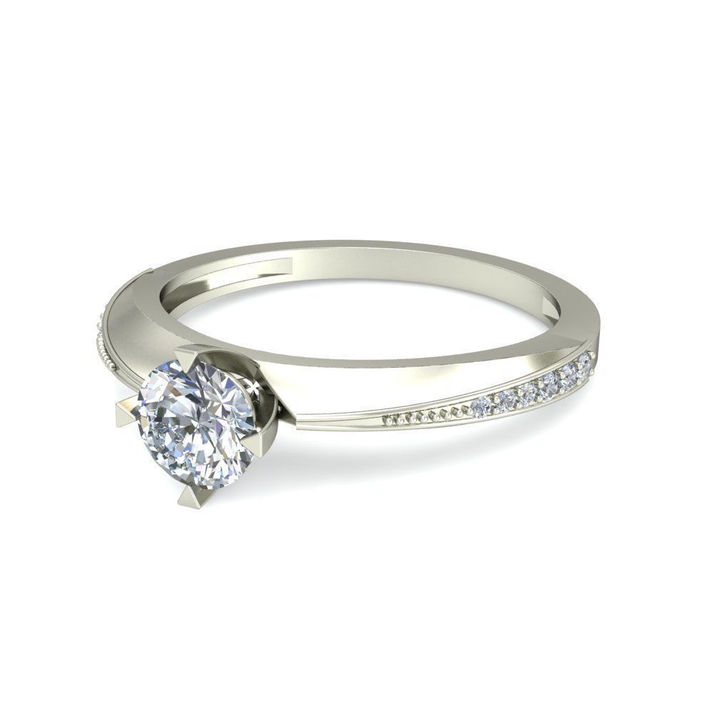 Solitaire Wedding Engagement Ring 3D print model_4