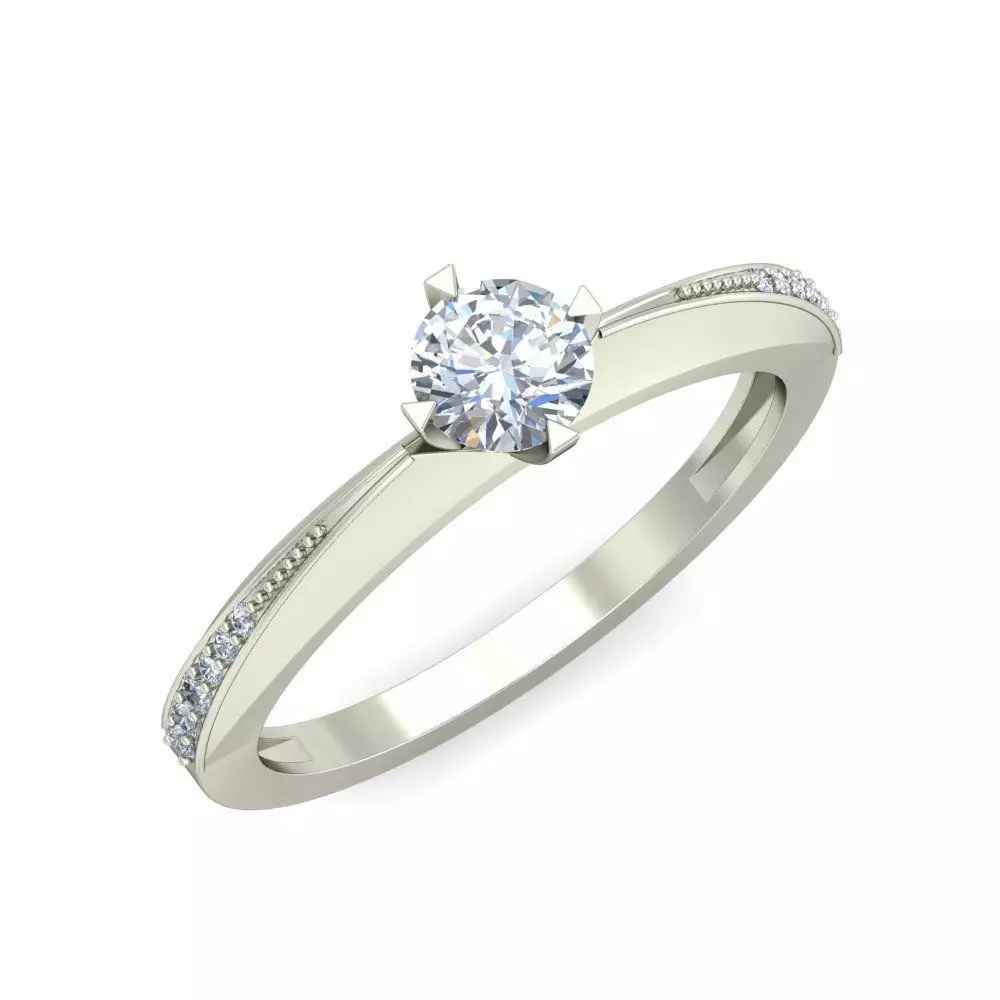 Solitaire Wedding Engagement Ring 3D print model_0