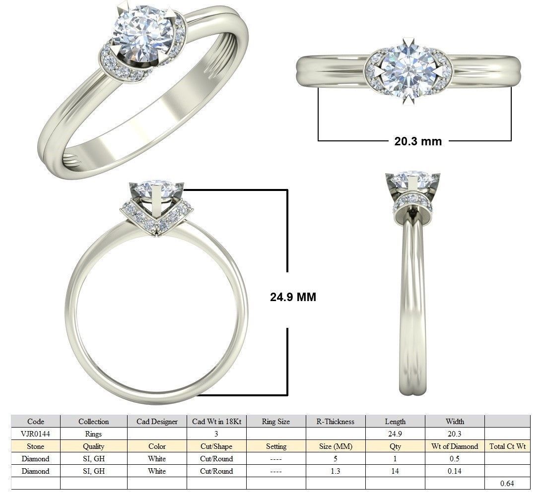 Solitaire Wedding Engagement Ring 3D print model_5