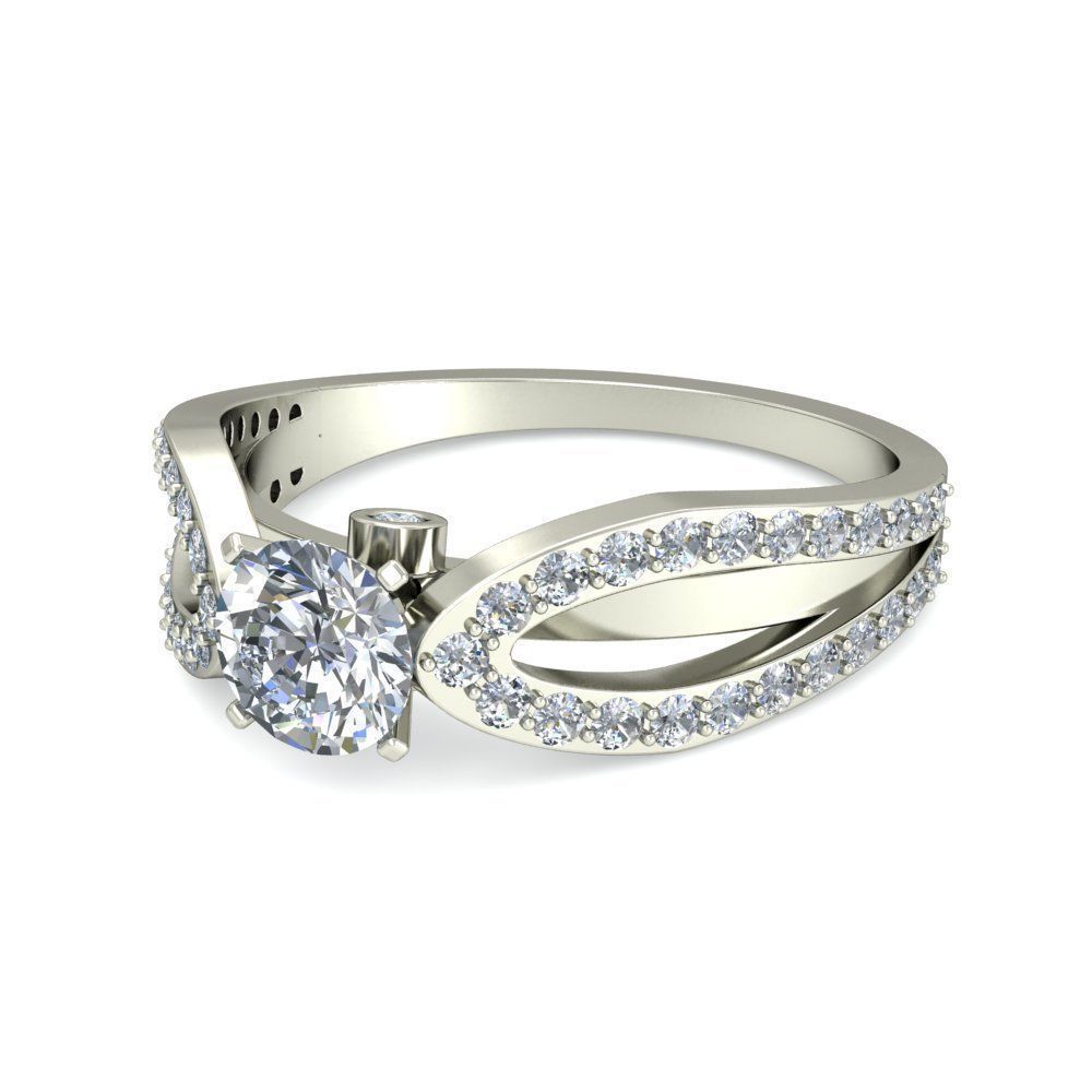 Solitaire Wedding Engagement Split Shank Ring 3D print model_4