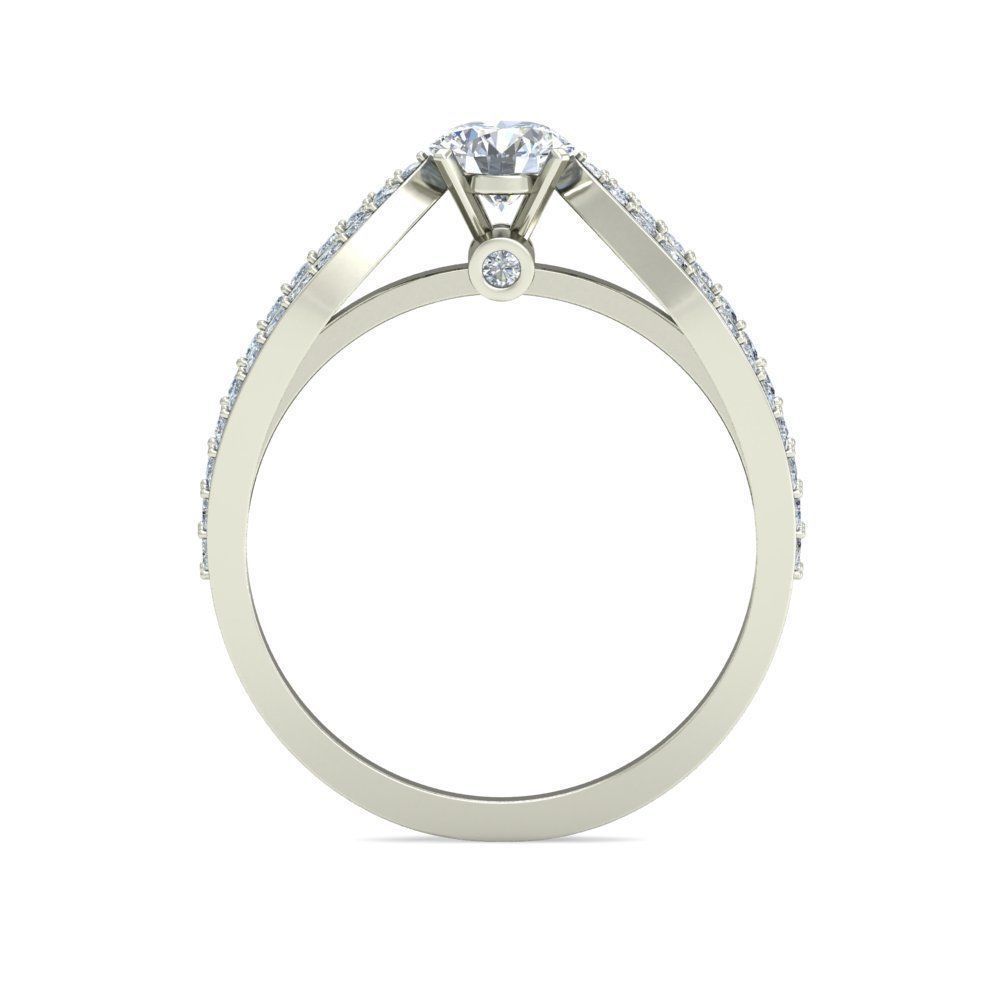 Solitaire Wedding Engagement Split Shank Ring 3D print model_1