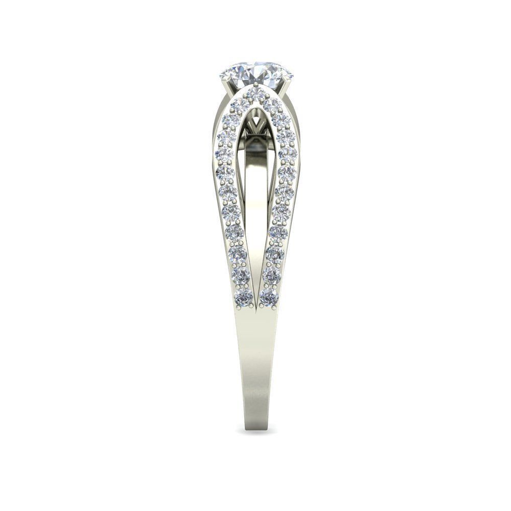 Solitaire Wedding Engagement Split Shank Ring 3D print model_2
