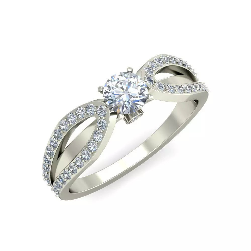 Solitaire Wedding Engagement Split Shank Ring 3D print model_0