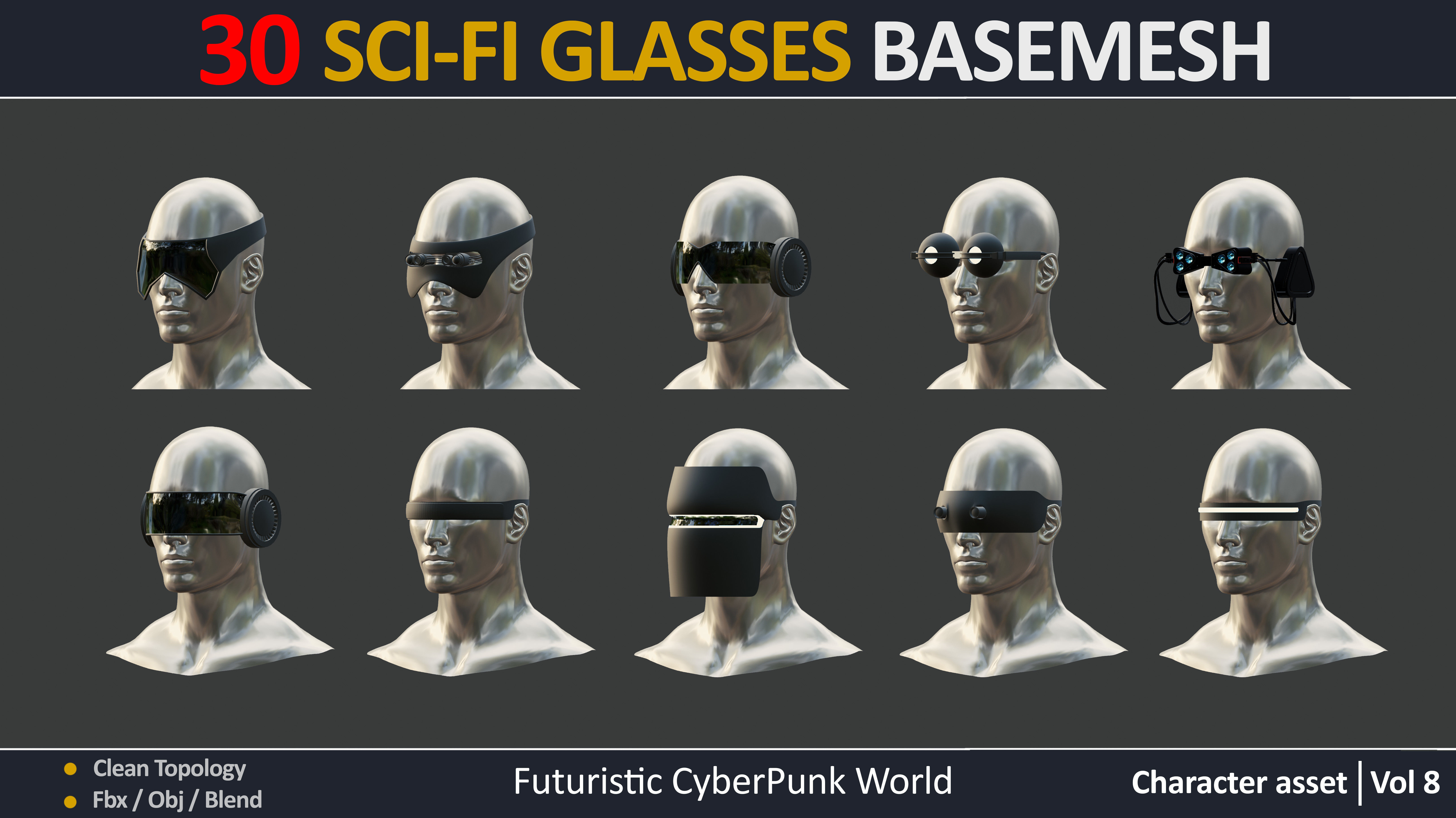 30 SCI-FI GLASSES BASEMESH vol8 3D model_1
