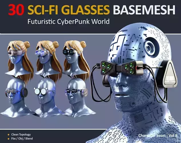 30 SCI-FI GLASSES BASEMESH vol8 3D model 30 SCI-FI GLASSES BASEMESH vol8 3D model