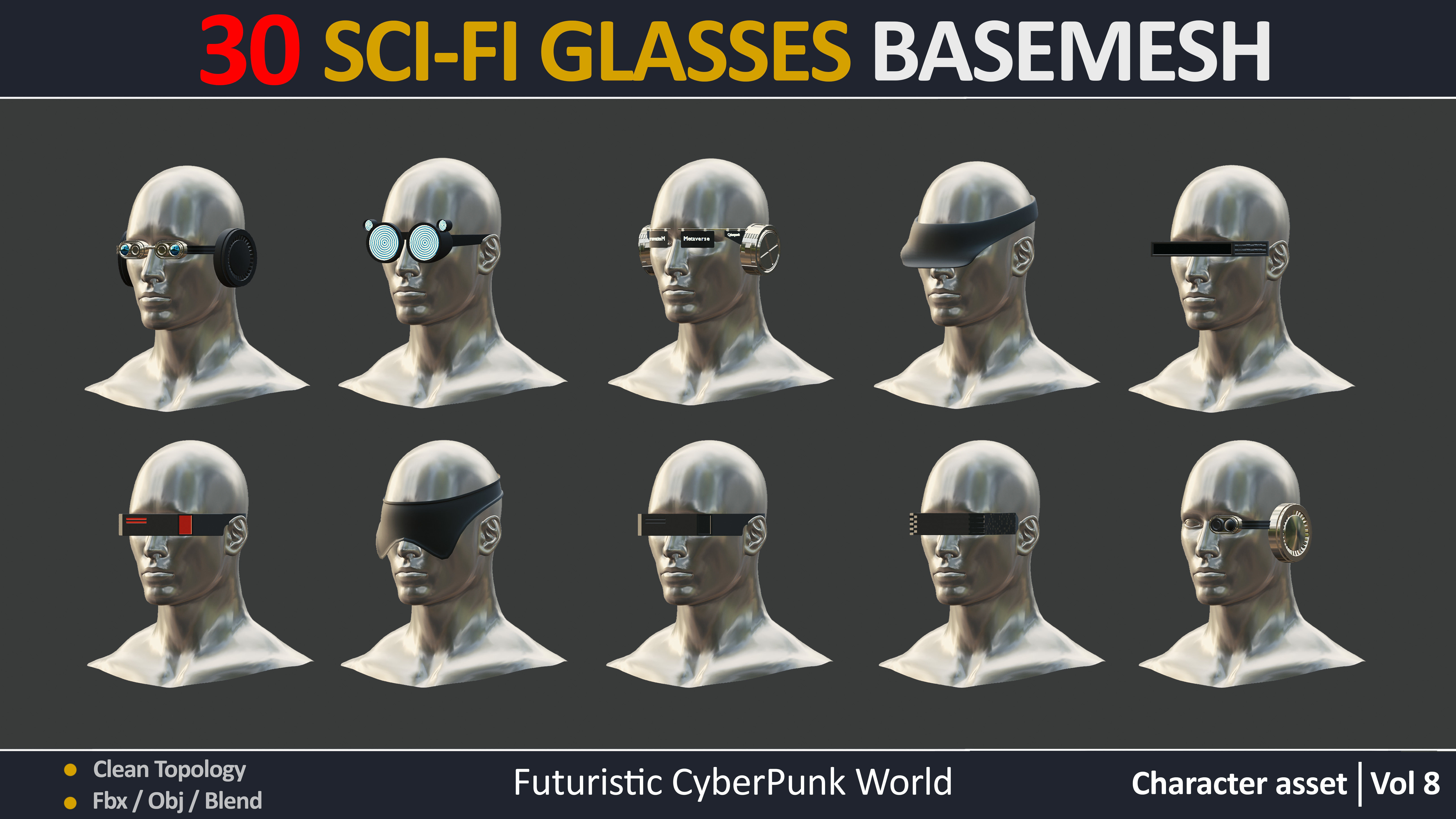 30 SCI-FI GLASSES BASEMESH vol8 3D model_2