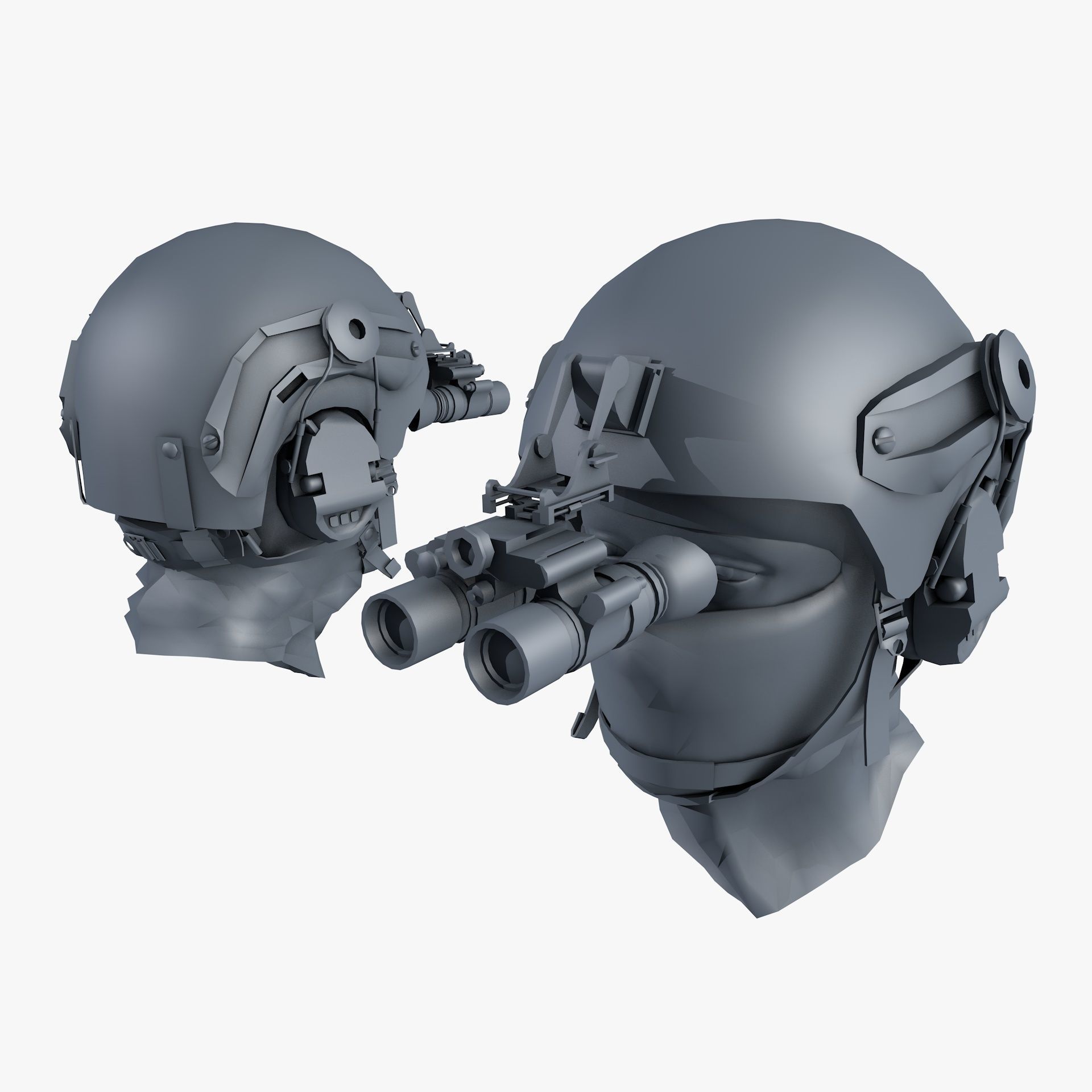 Ops Core Helmet with Tactical Night Goggles Low-poly 3D model_10