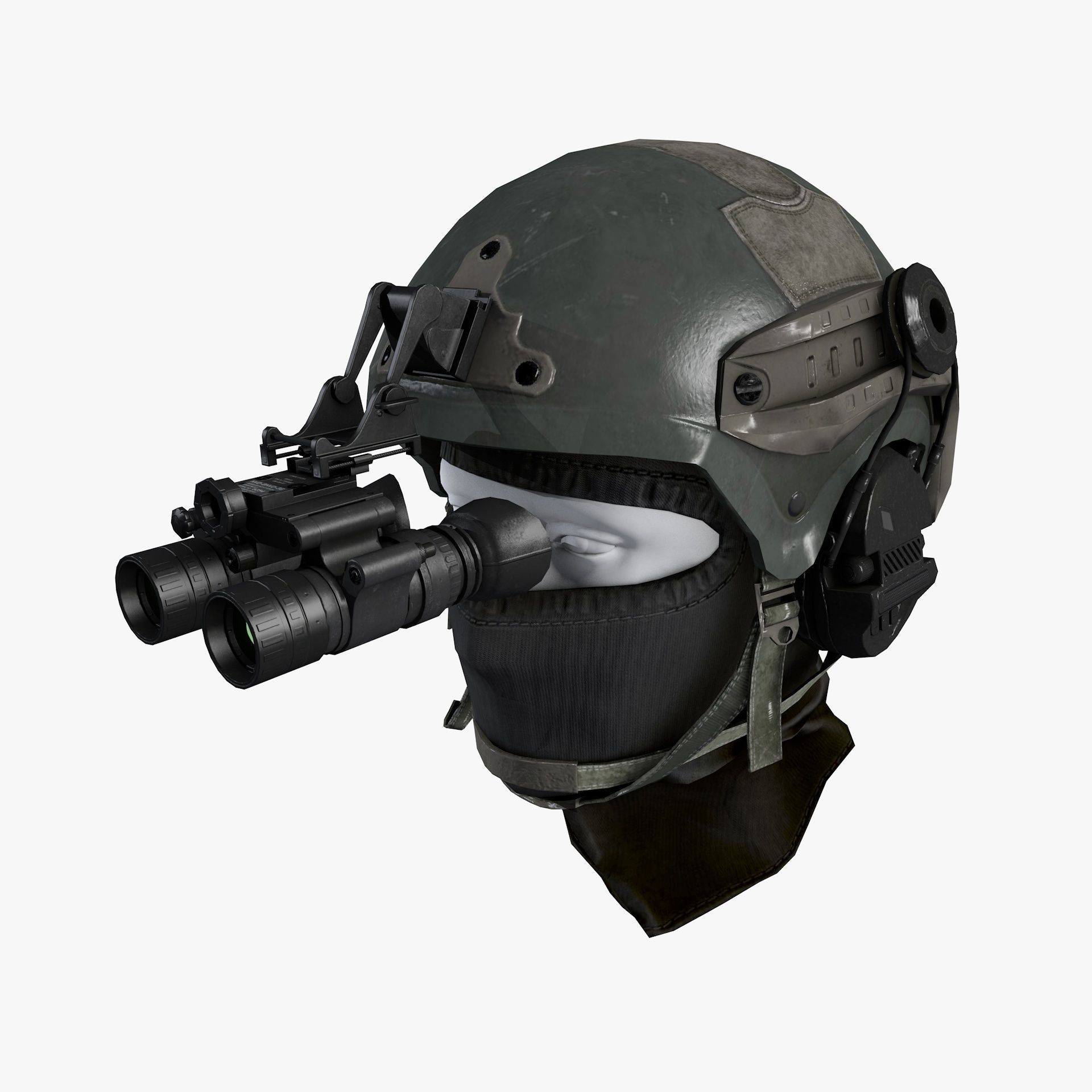 Ops Core Helmet with Tactical Night Goggles Low-poly 3D model_3