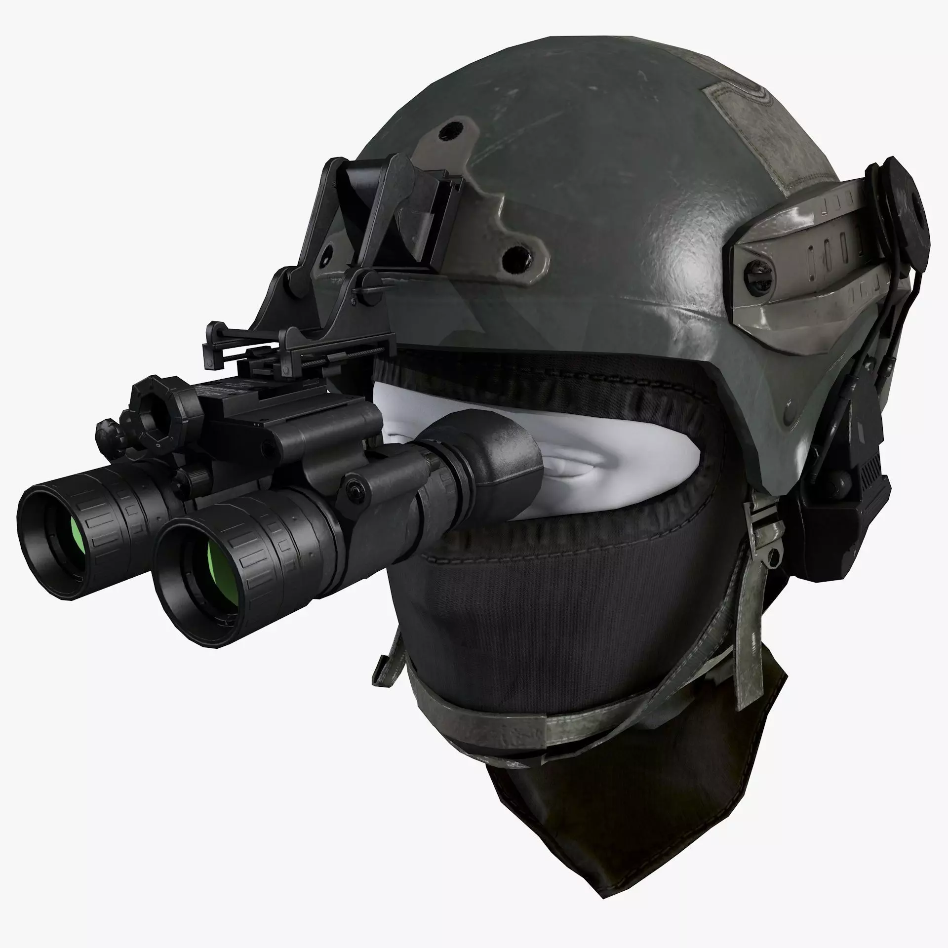 Ops Core Helmet with Tactical Night Goggles Low-poly 3D model_0