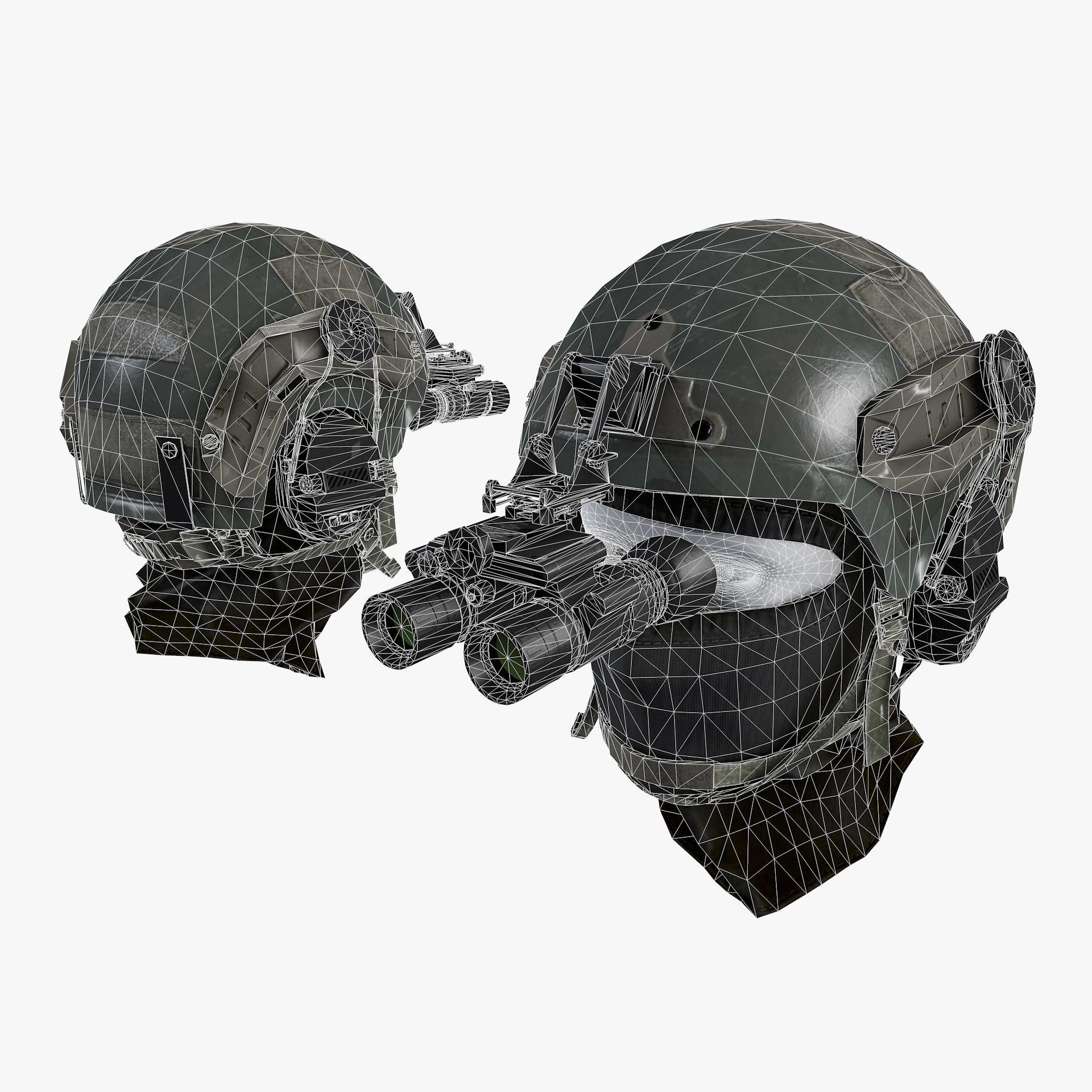 Ops Core Helmet with Tactical Night Goggles Low-poly 3D model_12