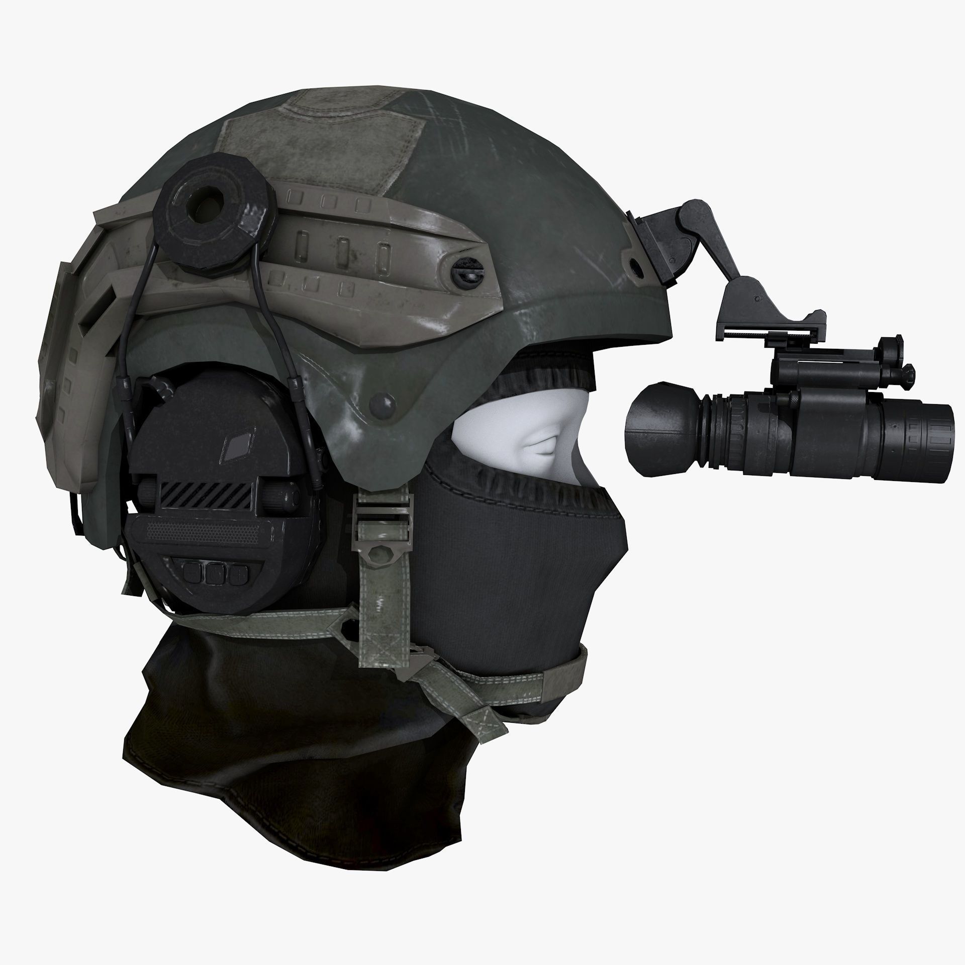 Ops Core Helmet with Tactical Night Goggles Low-poly 3D model_6