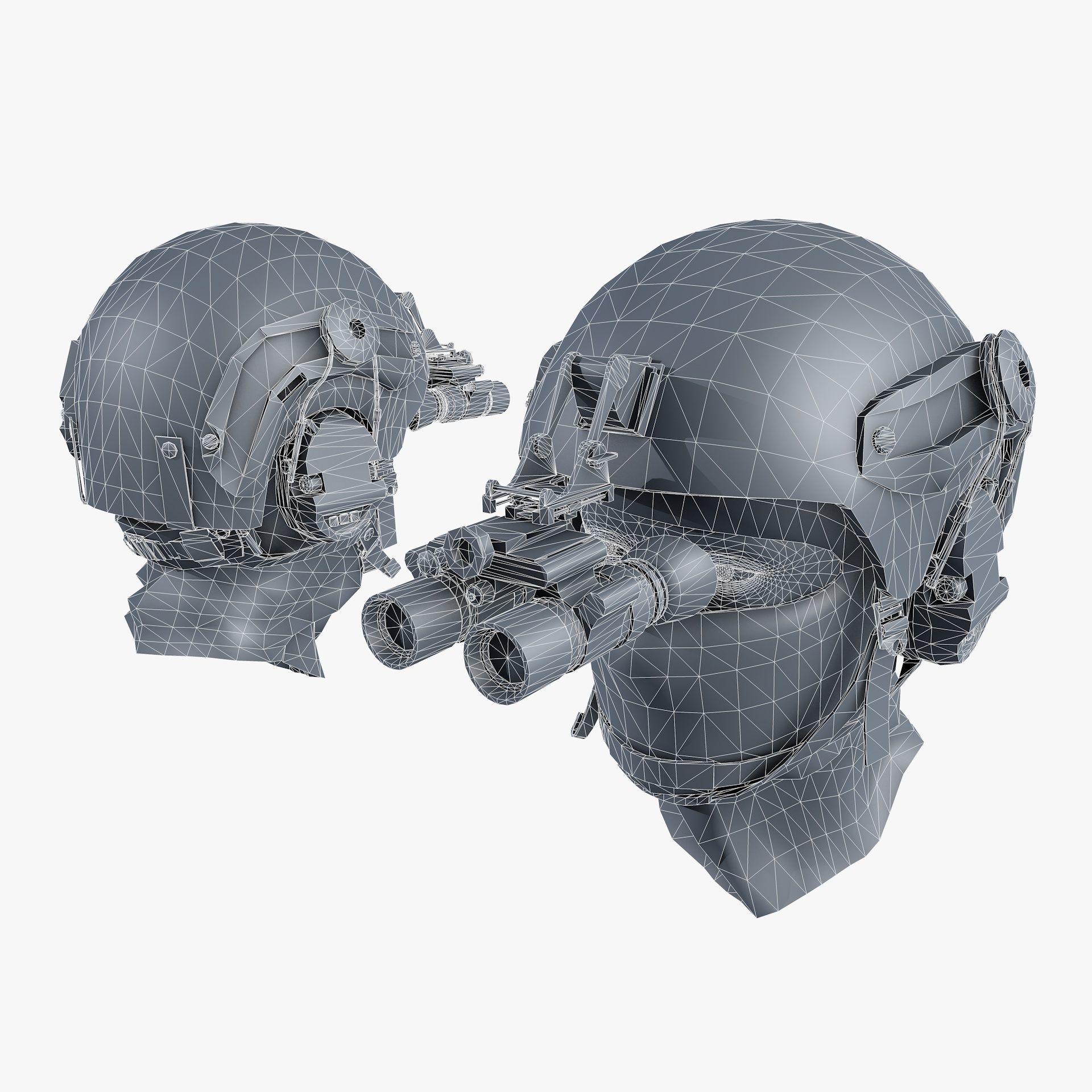 Ops Core Helmet with Tactical Night Goggles Low-poly 3D model_11