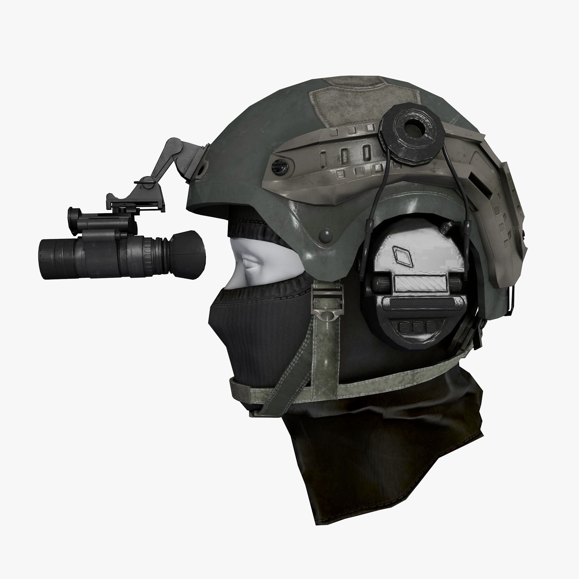 Ops Core Helmet with Tactical Night Goggles Low-poly 3D model_4