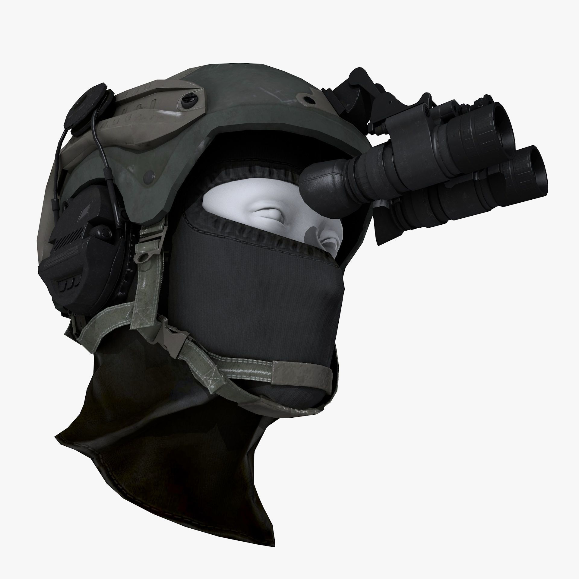 Ops Core Helmet with Tactical Night Goggles Low-poly 3D model_7