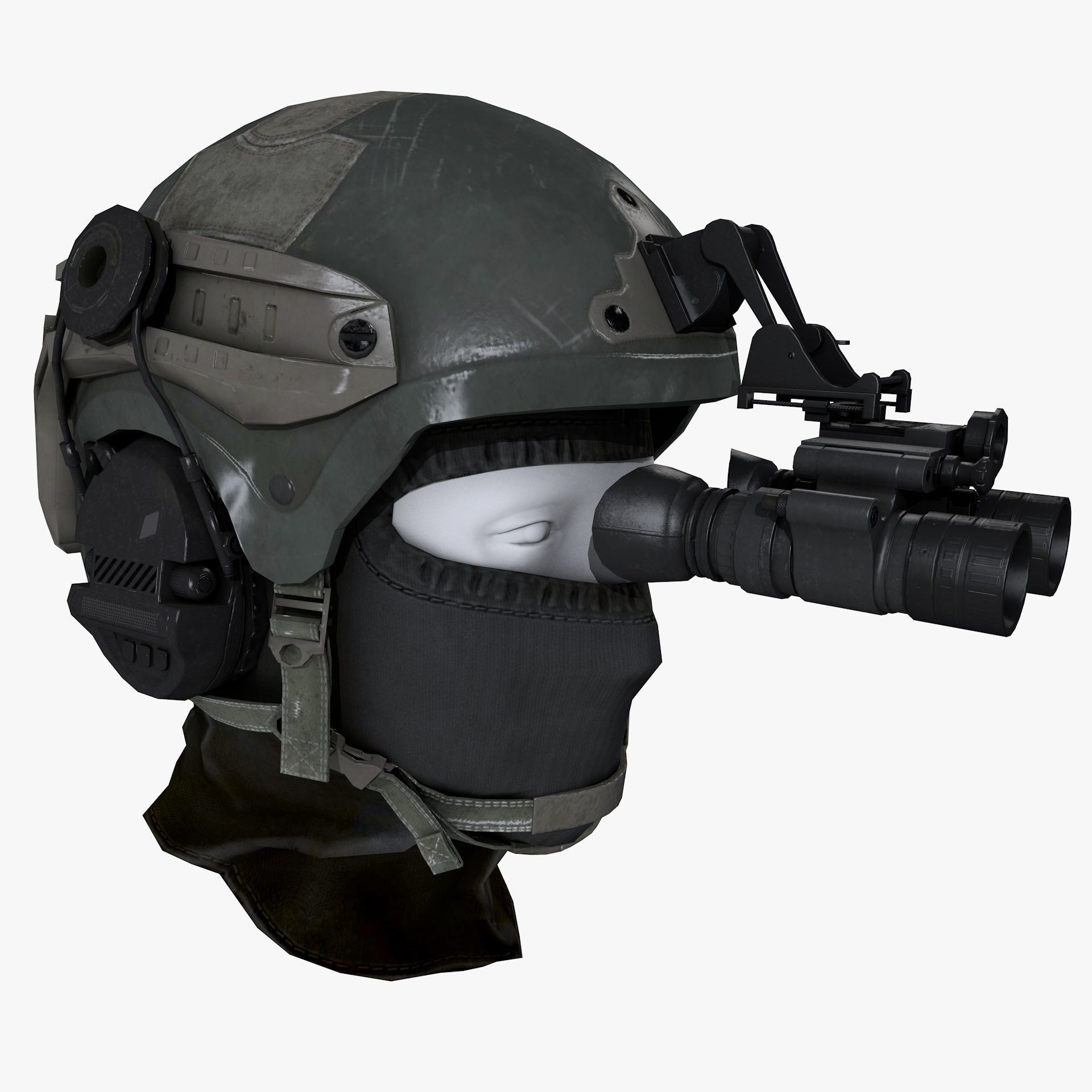 Ops Core Helmet with Tactical Night Goggles Low-poly 3D model_5