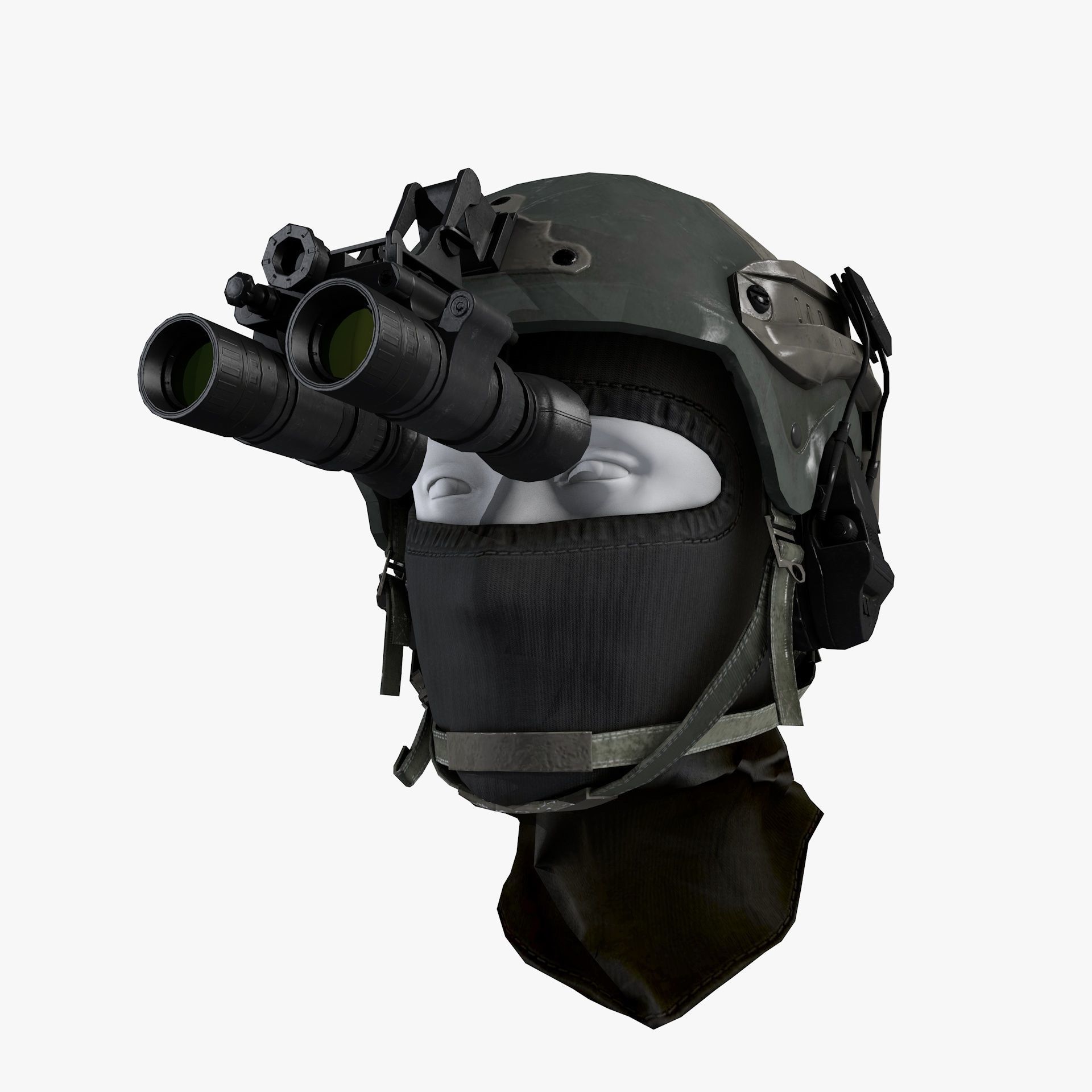 Ops Core Helmet with Tactical Night Goggles Low-poly 3D model_8