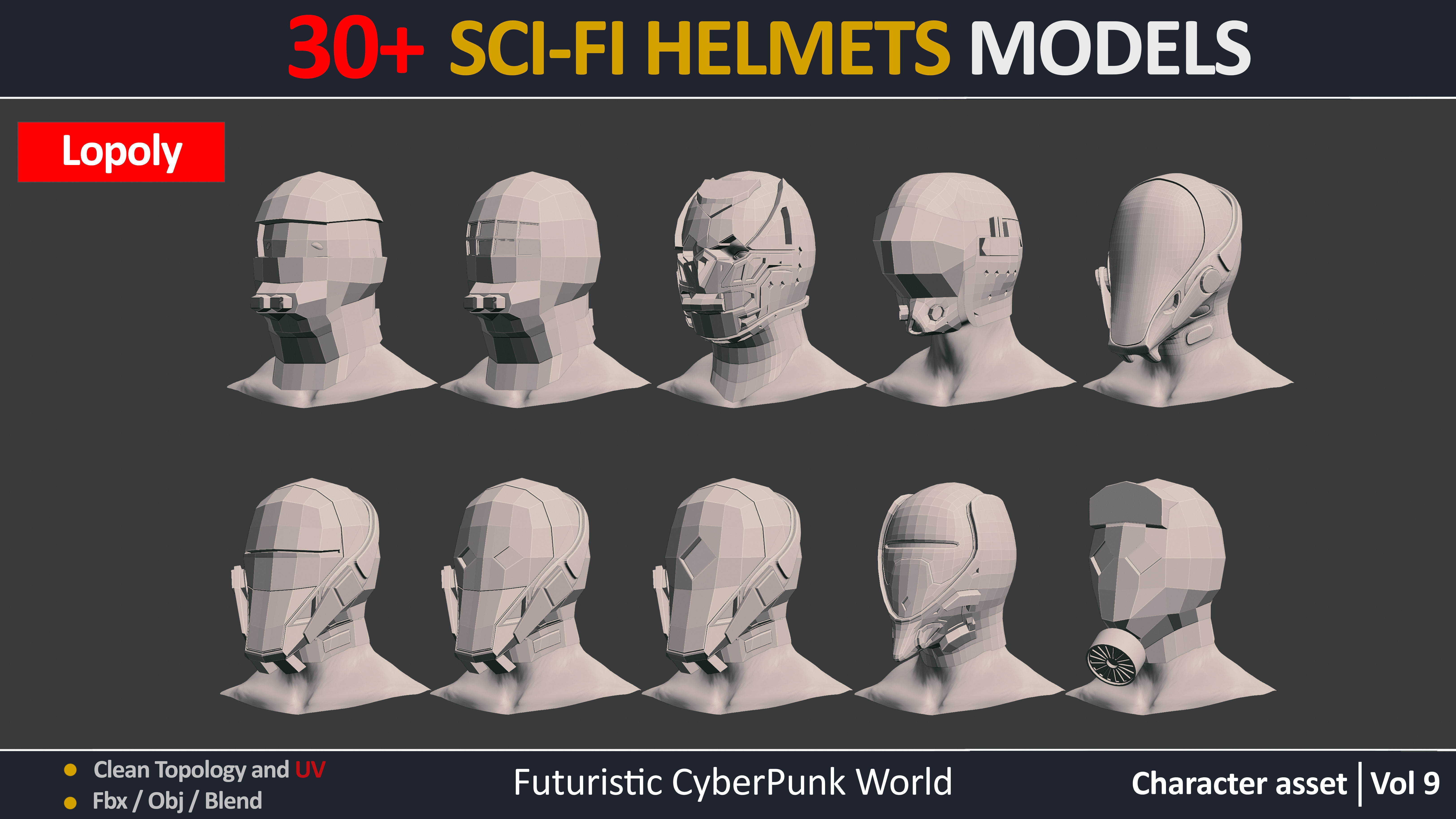 30 SCI-FI HELMET MODELS VOL9 Low-poly 3D model_6