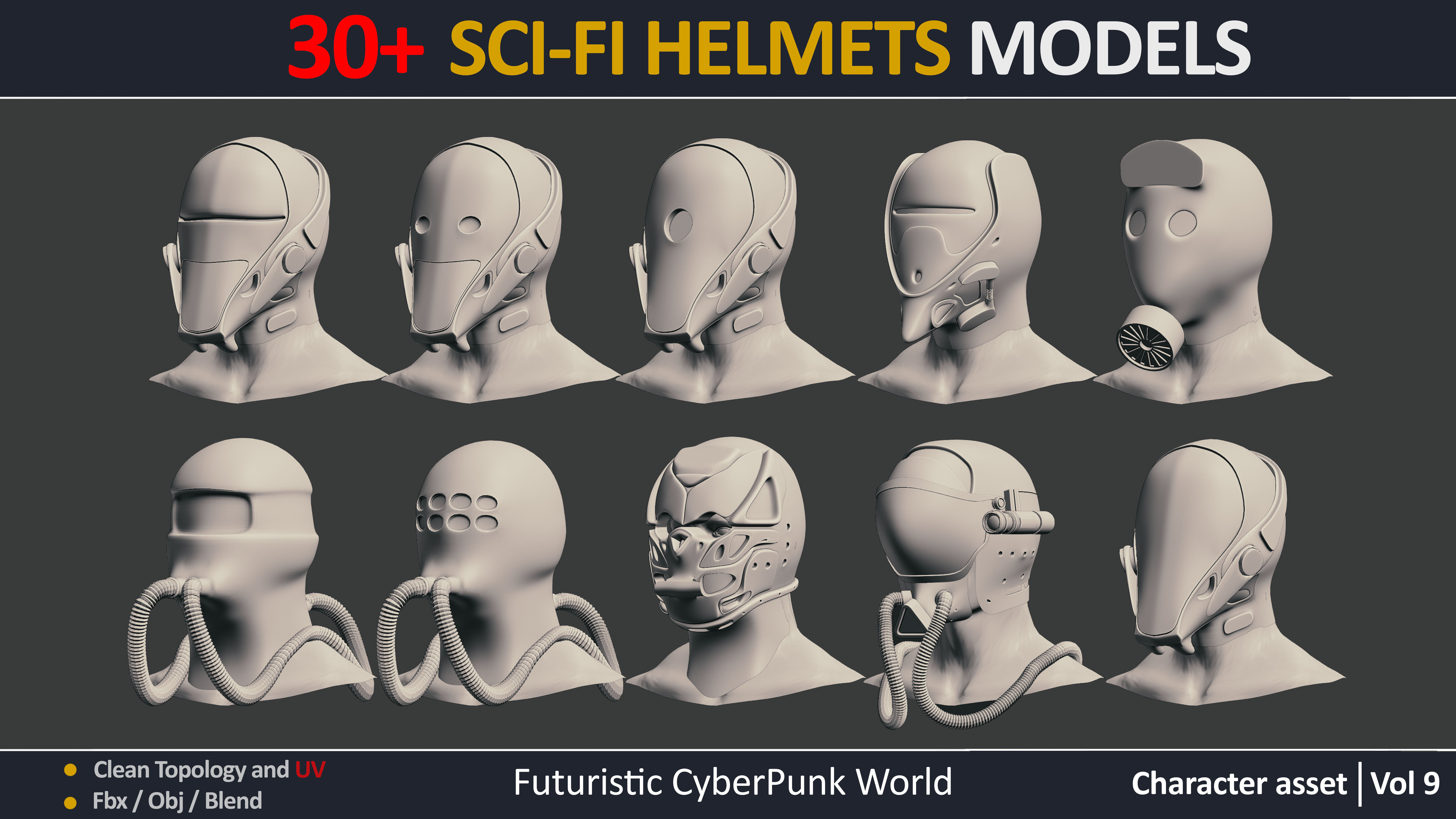 30 SCI-FI HELMET MODELS VOL9 Low-poly 3D model_3