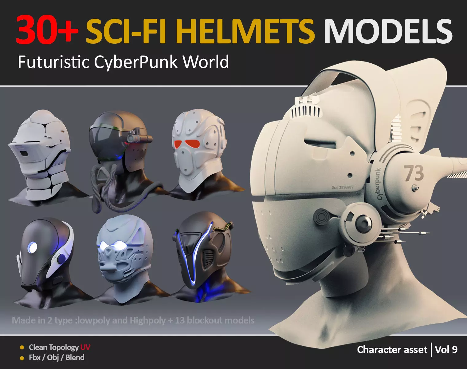 30 SCI-FI HELMET MODELS VOL9 Low-poly 3D model_0