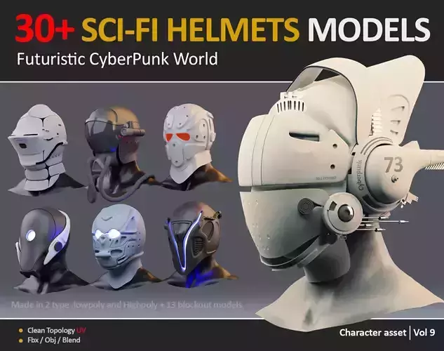 30 SCI-FI HELMET MODELS VOL9 Low-poly 3D model 30 SCI-FI HELMET MODELS VOL9 Low-poly 3D model